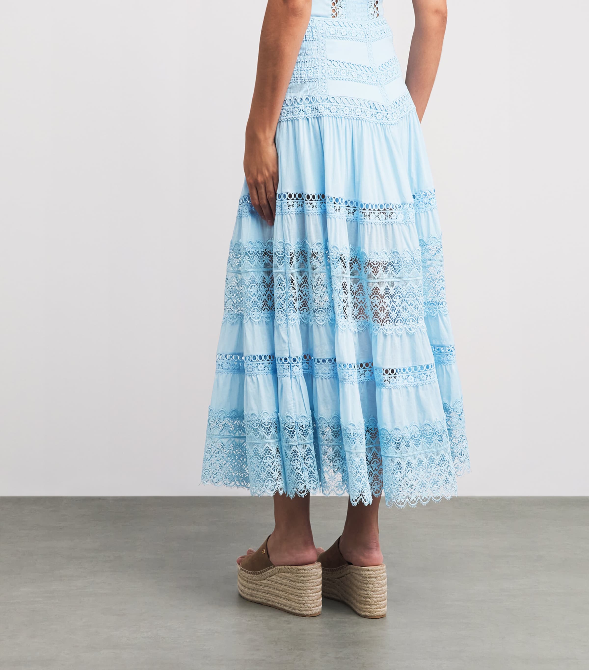 Charo Ruiz Ibiza Womens Cotton-Blend Serza Maxi Skirt Blue Artic Image 5