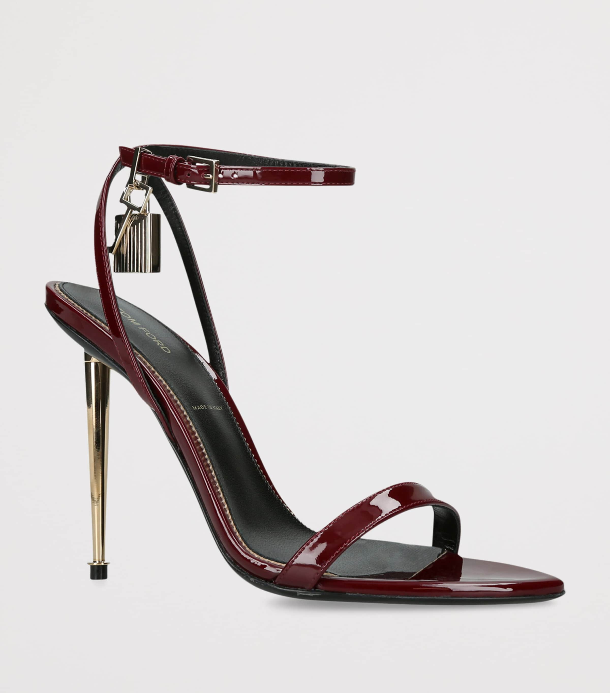 TOM FORD Patent Leather Padlock Sandals 105 Red/dark Image 3