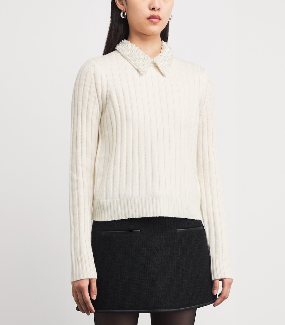 Wool-Blend Pearl-Collar Sweater ECRU Image 3