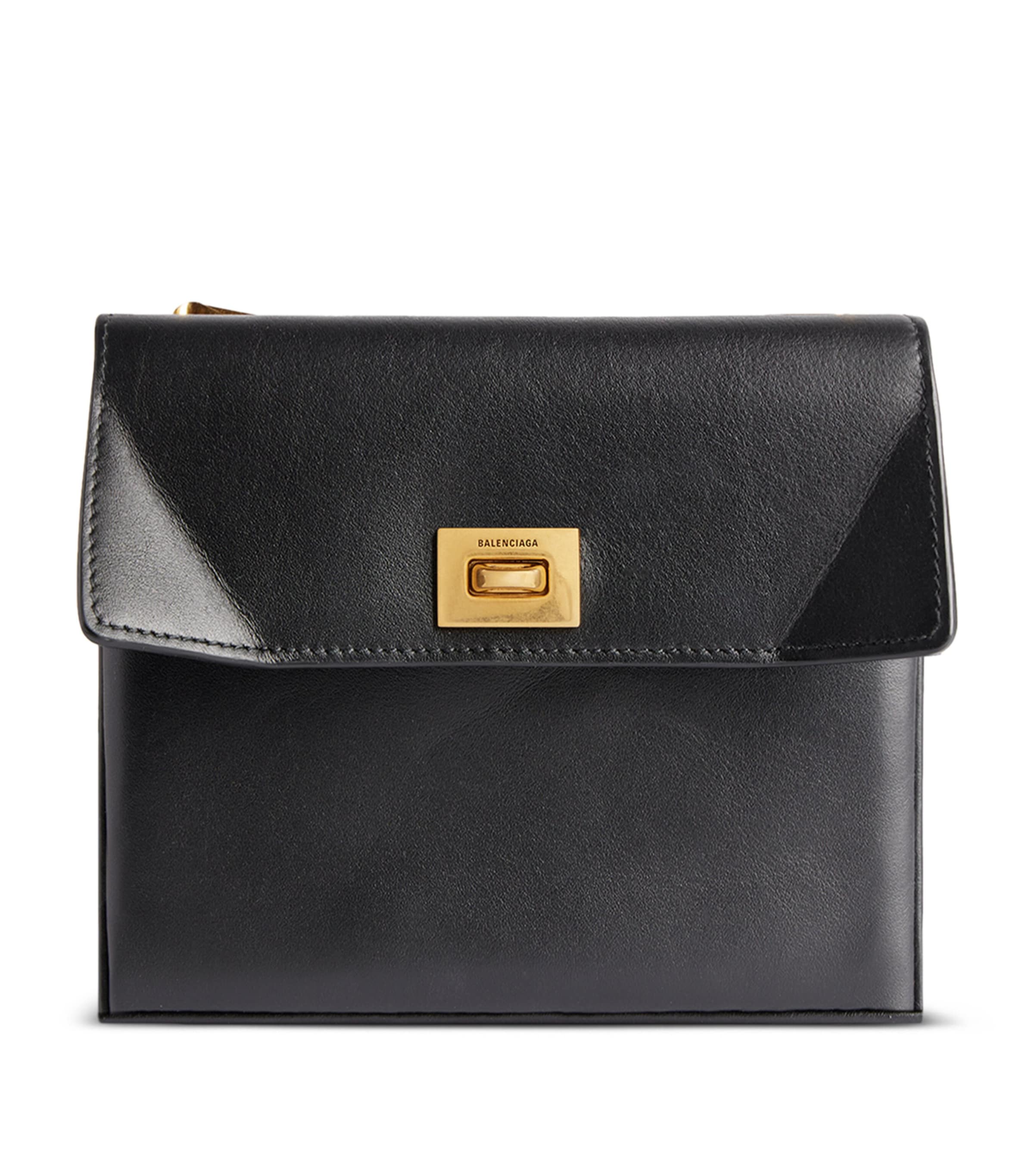 Balenciaga Rodeo Flap Leather Card Holder In Black