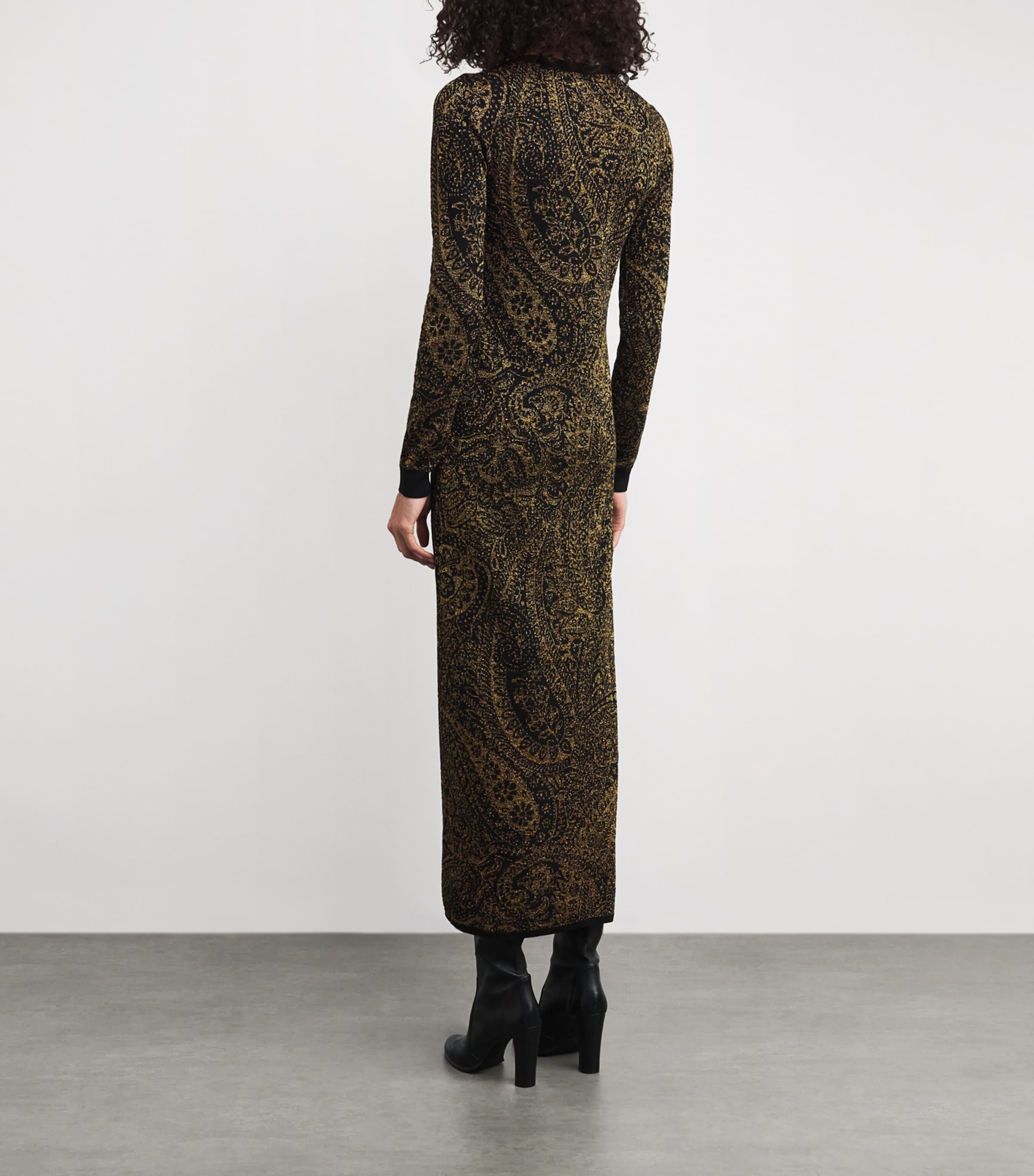 Wool-Blend Paisley V-Neck Maxi Dress S9810 Image 4