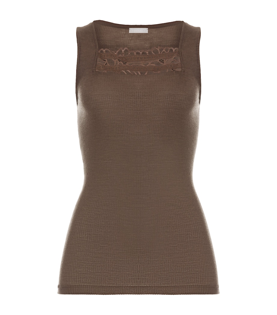Hanro Womens Wool-Silk Square-Neck Tank Top Natural Teak Image 1