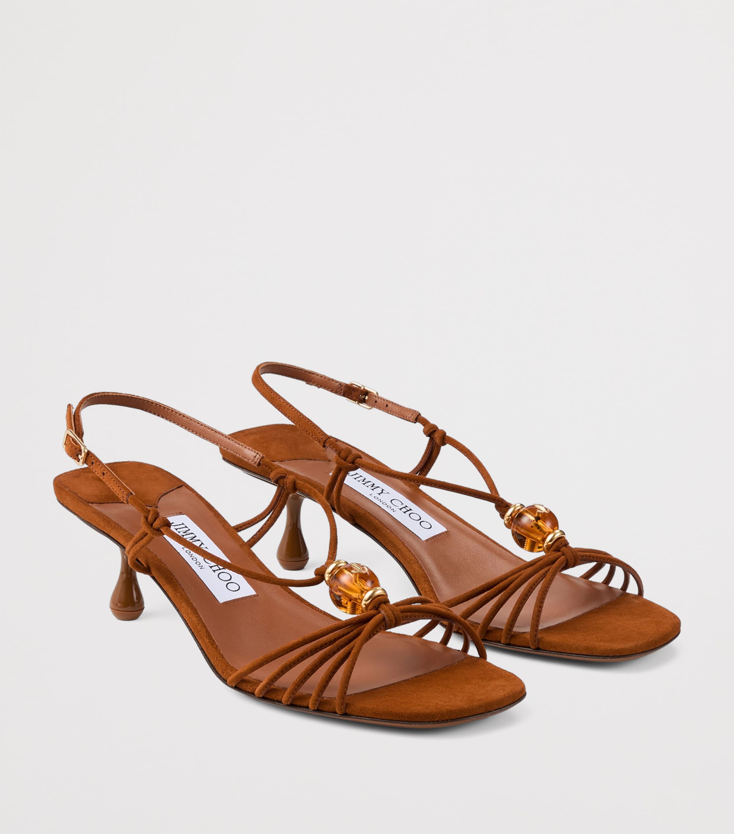 Jimmy Choo Lova 50 Suede Heeled Sandals Tan Mix Image 2