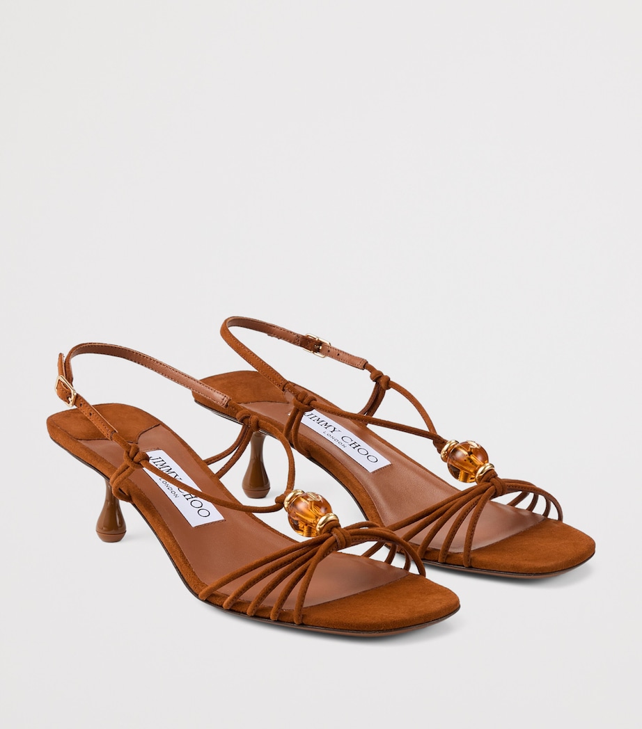 Jimmy Choo Lova 50 Suede Heeled Sandals Tan Mix Image 2