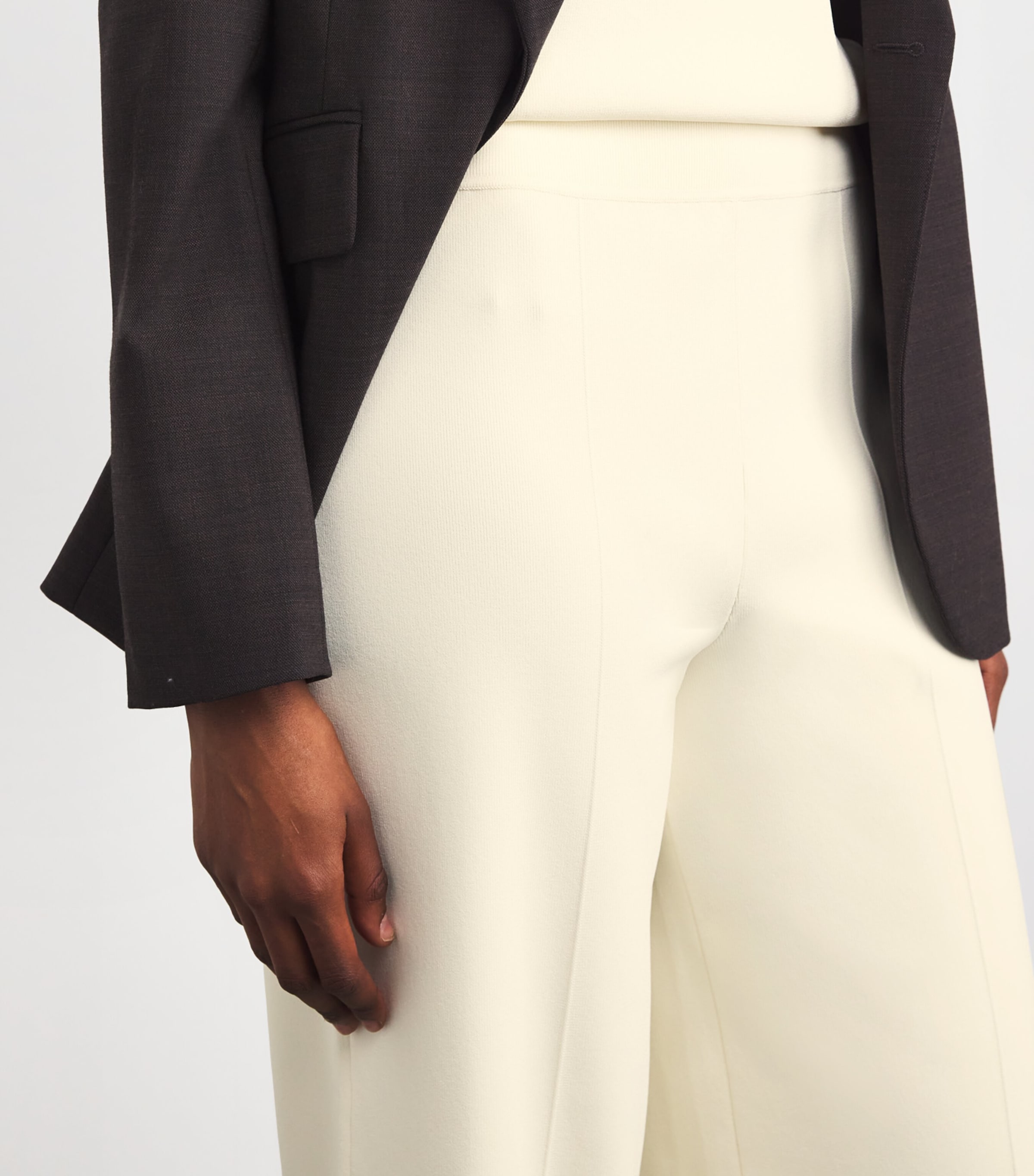 Stretch-Knit Wide-Leg Trousers IVORY Image 6
