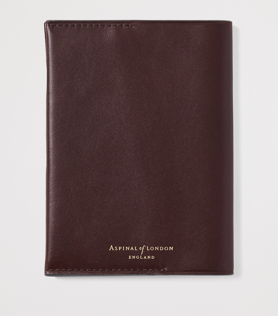 Aspinal Of London Grained Leather Plain Passport Cover Conker Image 2