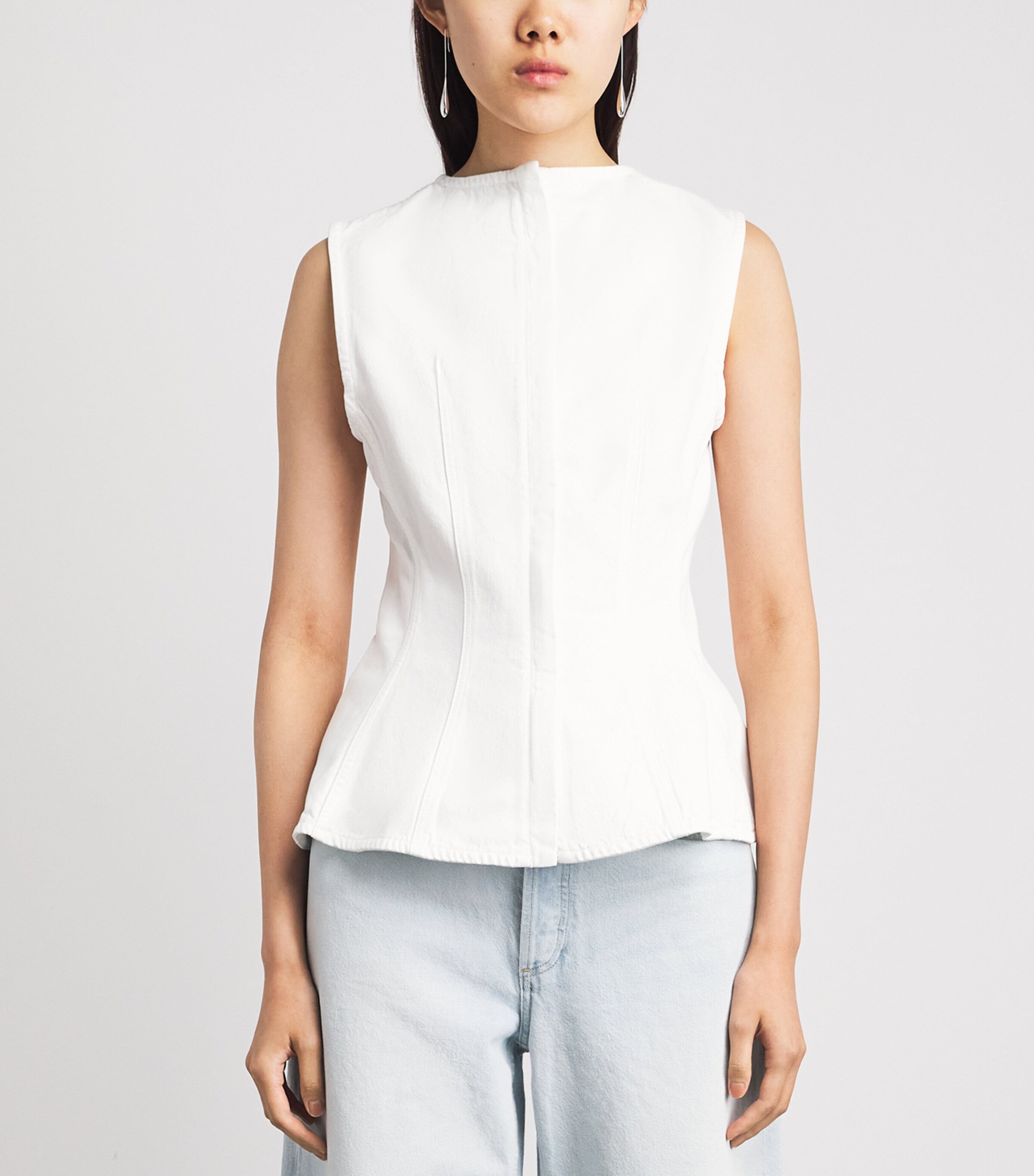 AGOLDE Womens Denim Corbin Blouse Marshmallow Image 4