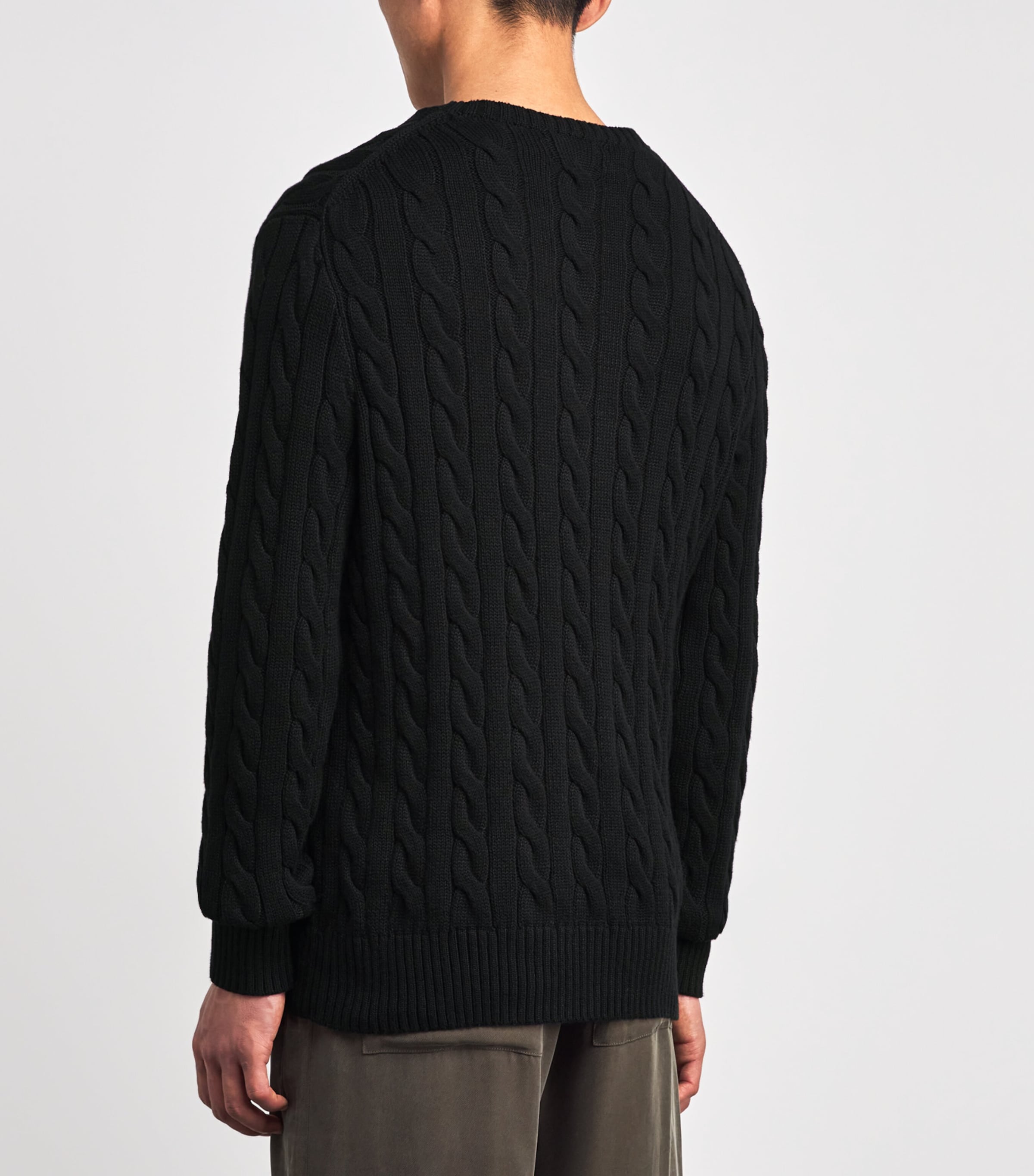 Cotton Cable-Knit Sweater BLACK Image 4