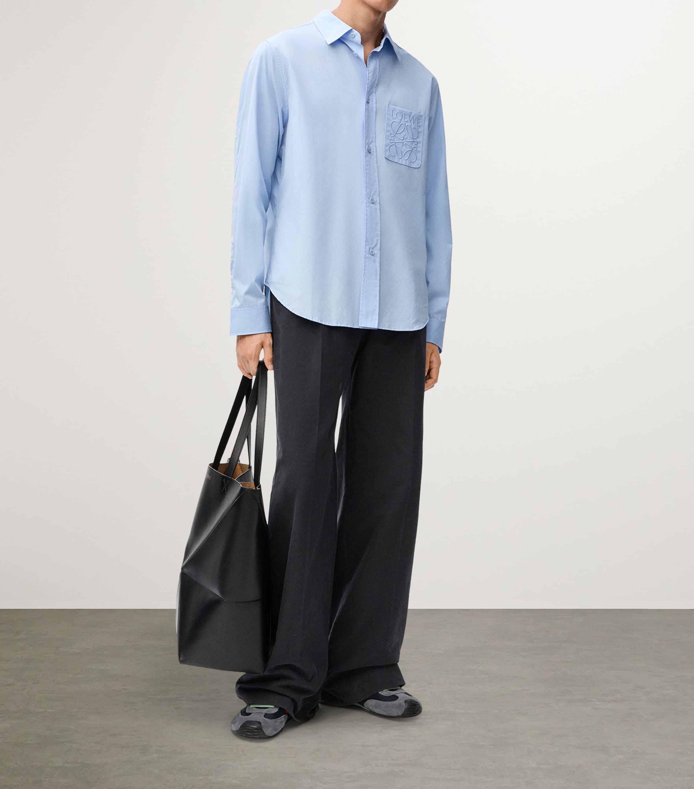 Cotton-Blend Anagram Shirt LIGHT BLUE Image 2