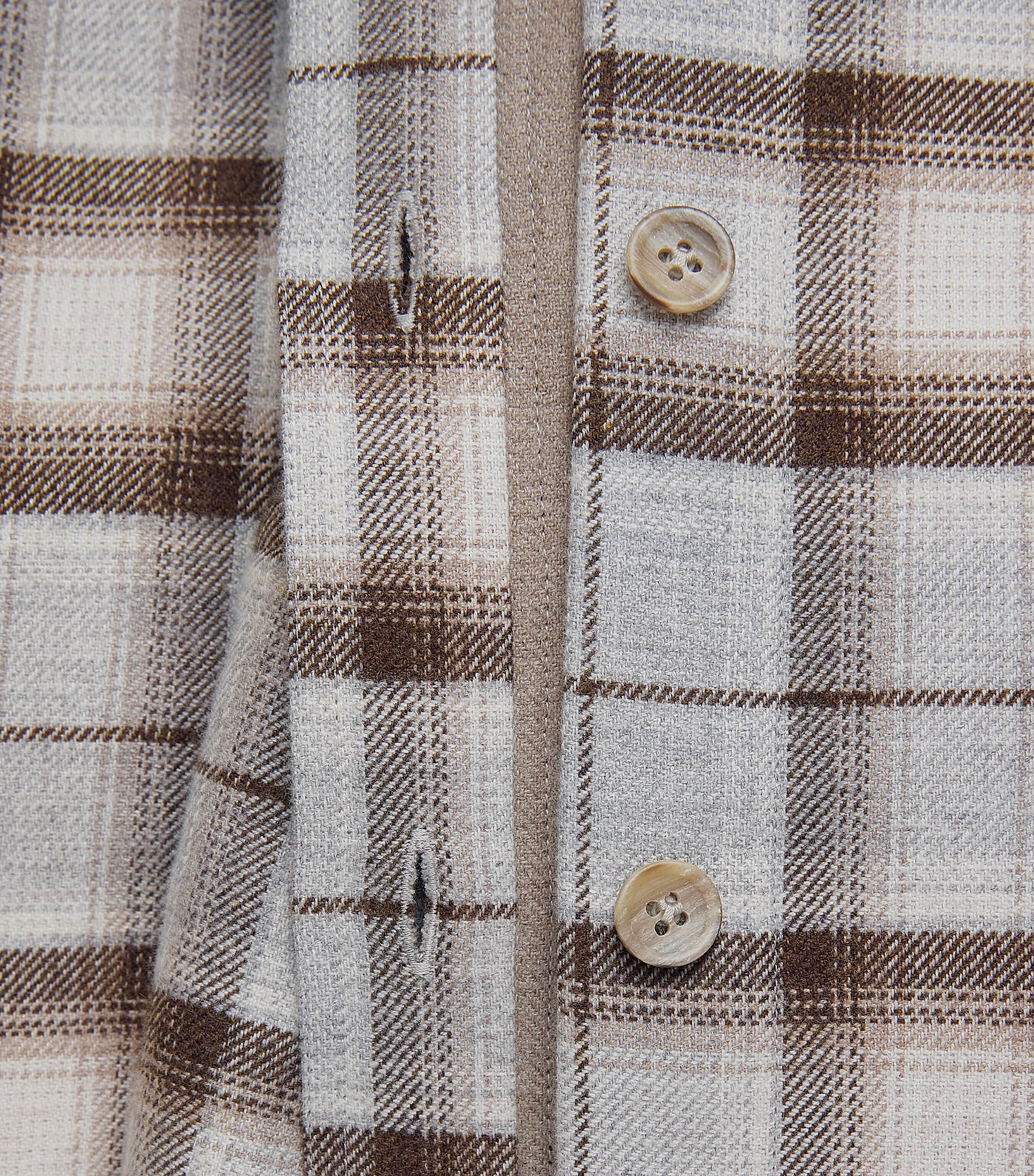 Pal Zileri Mens Cotton Check Shirt Brown Image 6