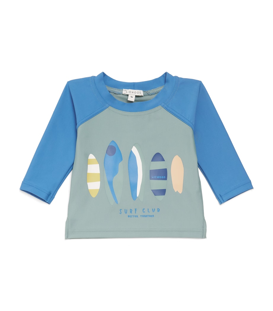 Liewood Printed Noah Swim T-Shirt (1-2 Months) Boards/peppermint Image 1