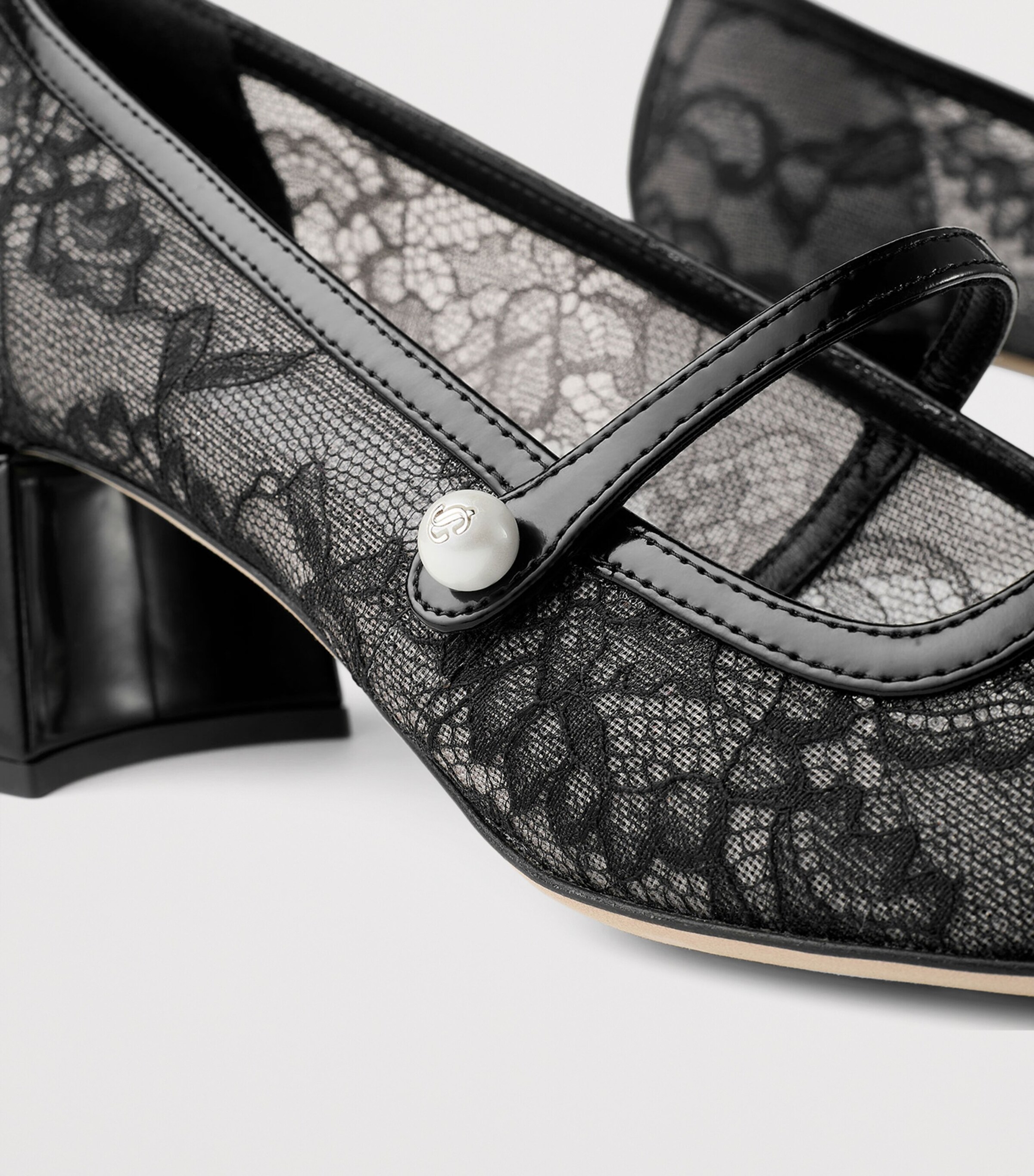 Elisa 45 Lace Mary Jane Pumps BLACK/BLACK Image 5