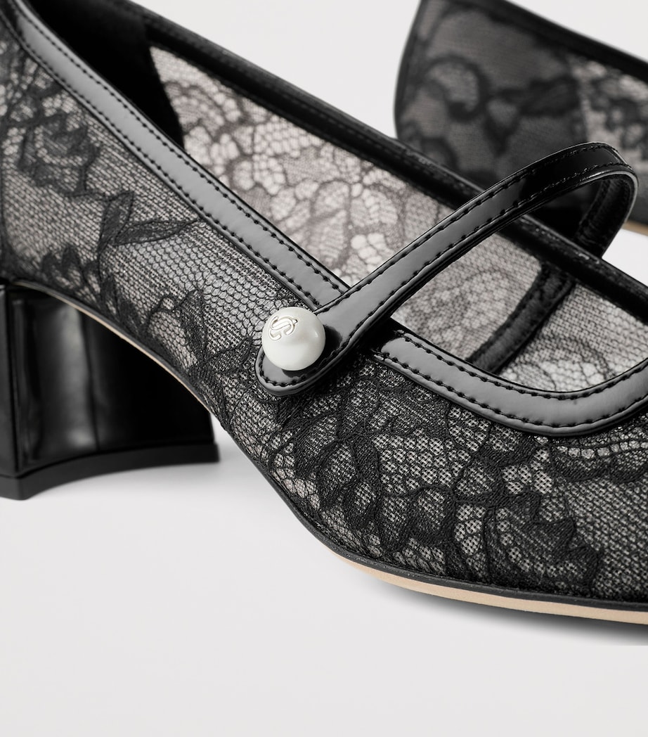 Elisa 45 Lace Mary Jane Pumps BLACK/BLACK Image 5