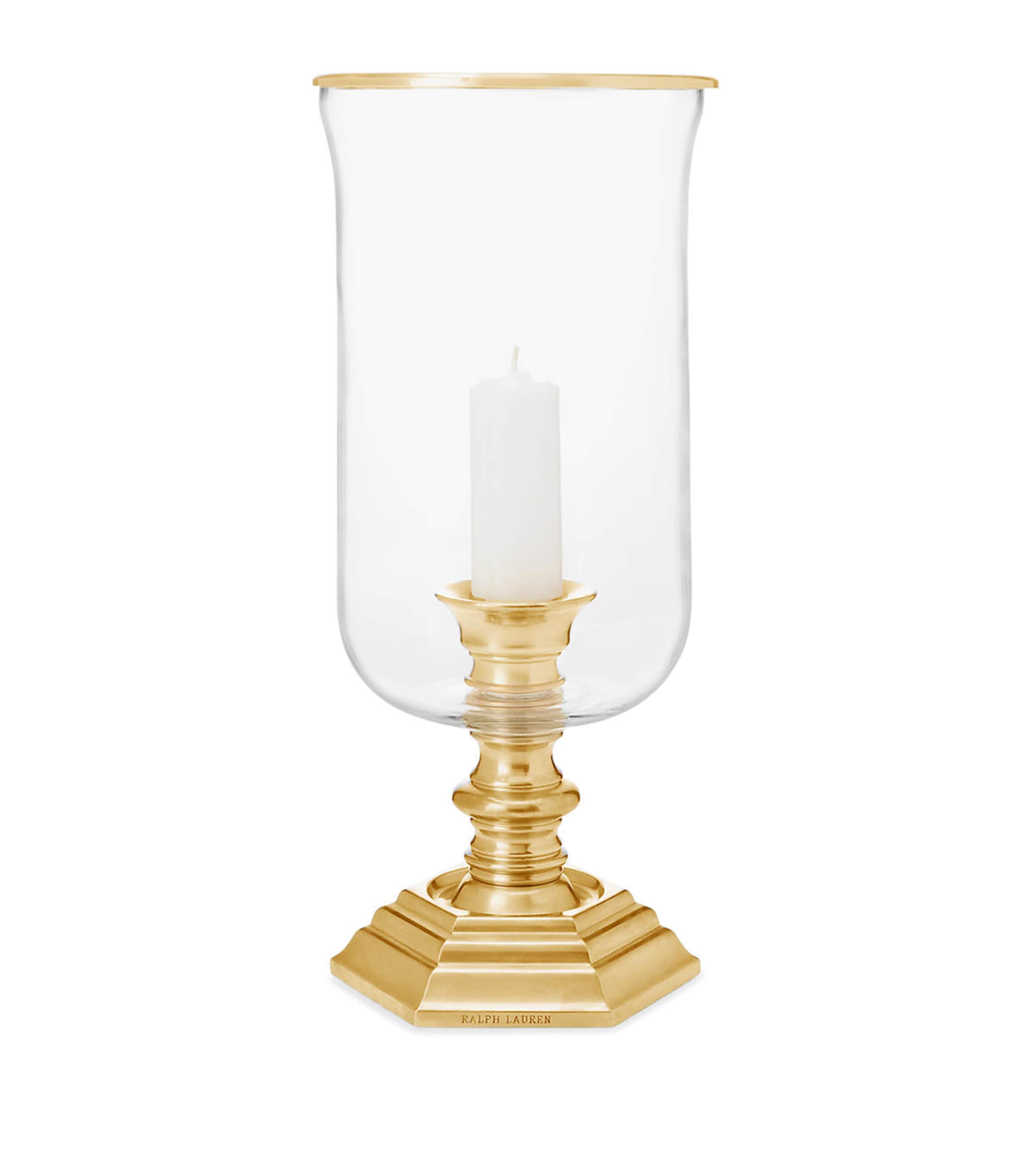 Ralph Lauren Home Small Classic Hurricane Candle Holder Brass Image 1