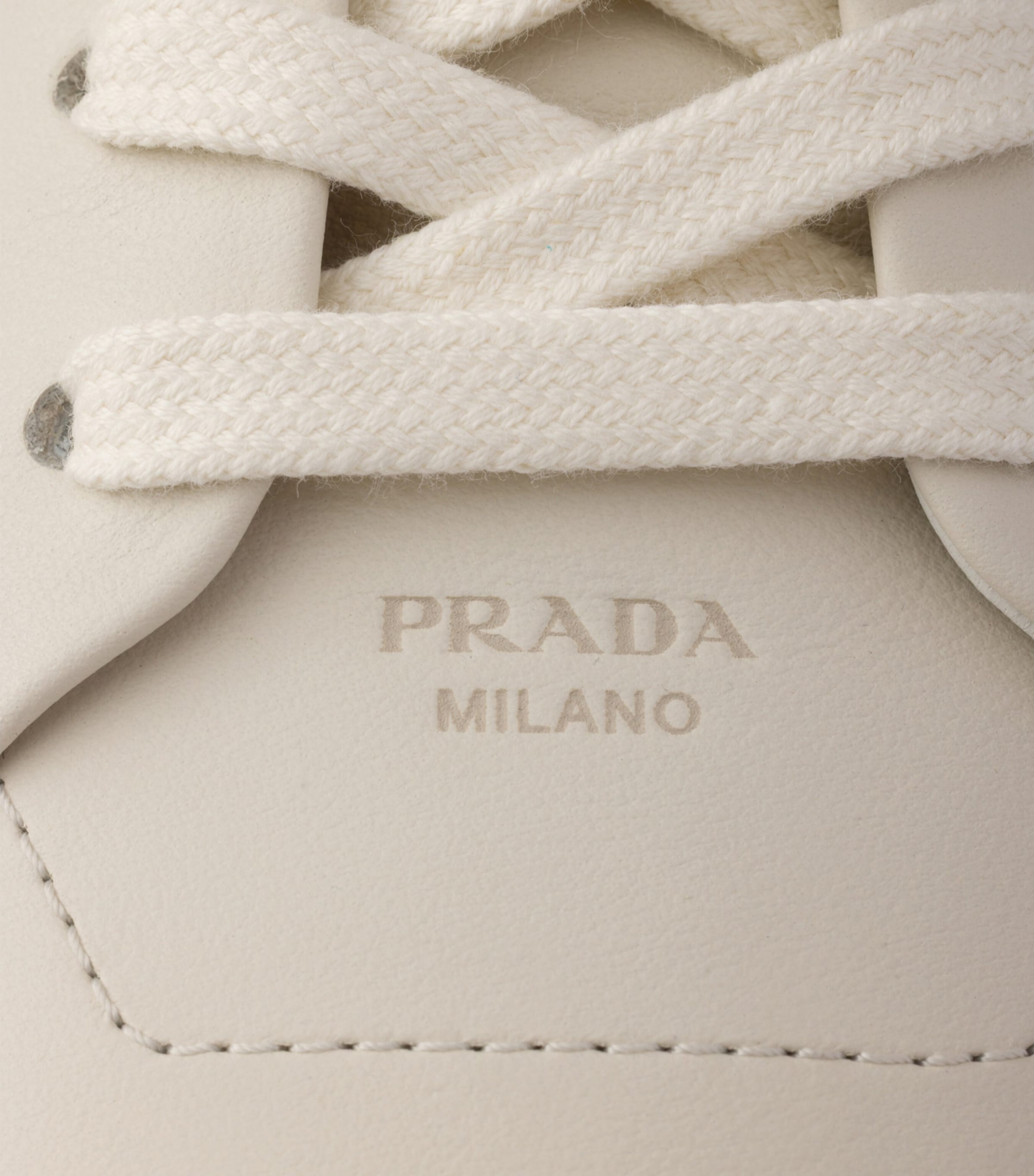 Prada Leather Court Low-Top Sneakers Neutral Image 6