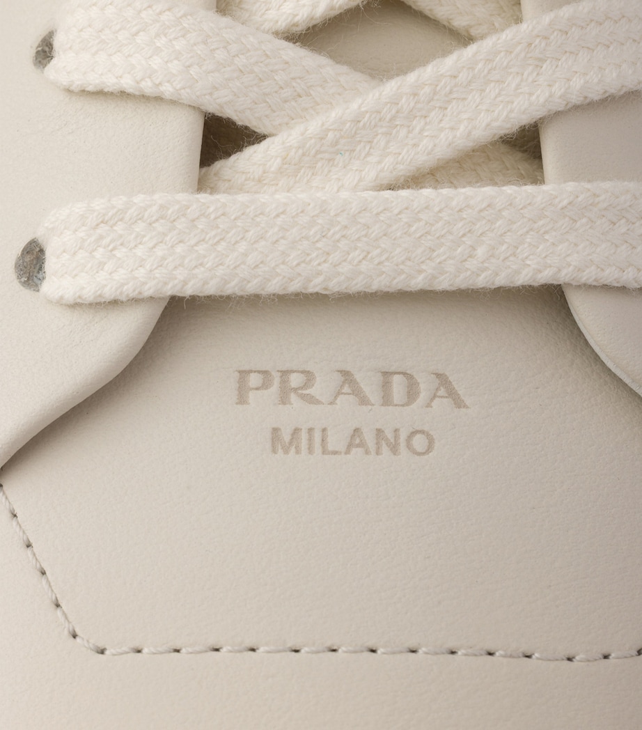Prada Leather Court Low-Top Sneakers Neutral Image 6