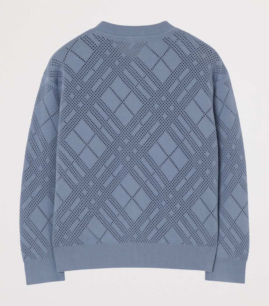 Burberry Kids Cotton Pointelle Knit Cardigan (4-12 Years) Steel Blue Image 2