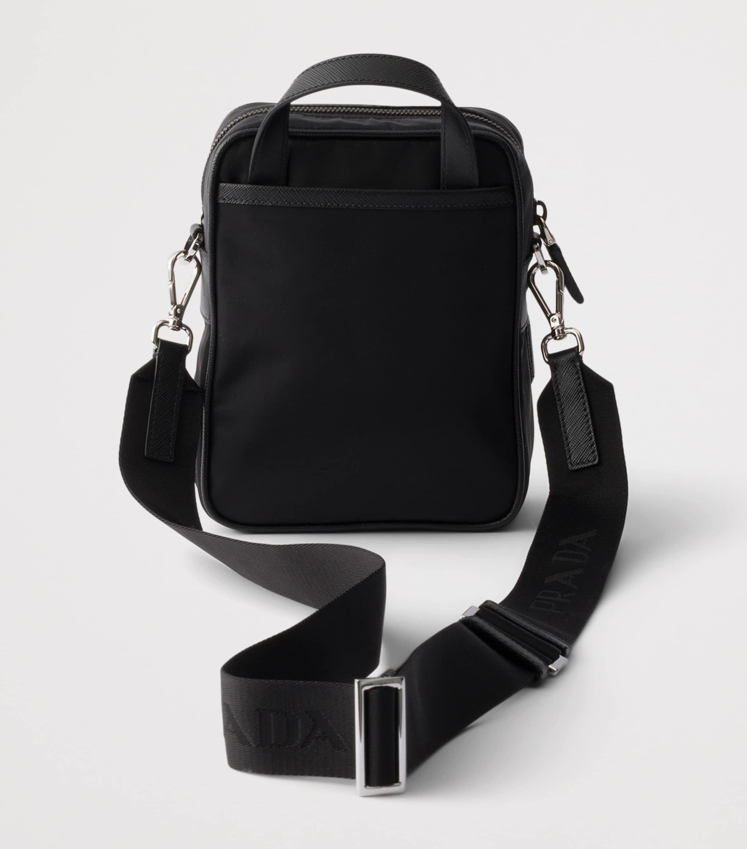 Prada Re-Nylon and Saffiano Leather Messenger Bag Black Image 4