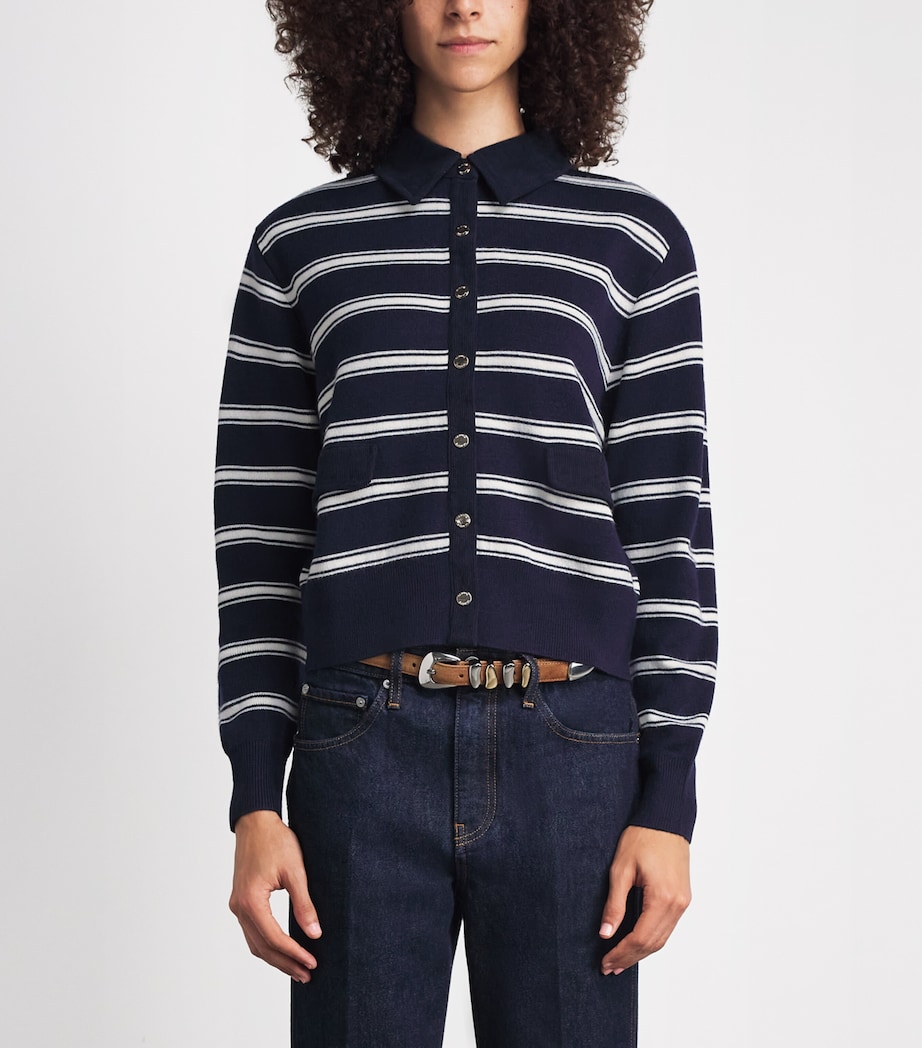Claudie Pierlot Womens Corduroy-Collar Stripe Cardigan Dual Color Image 4