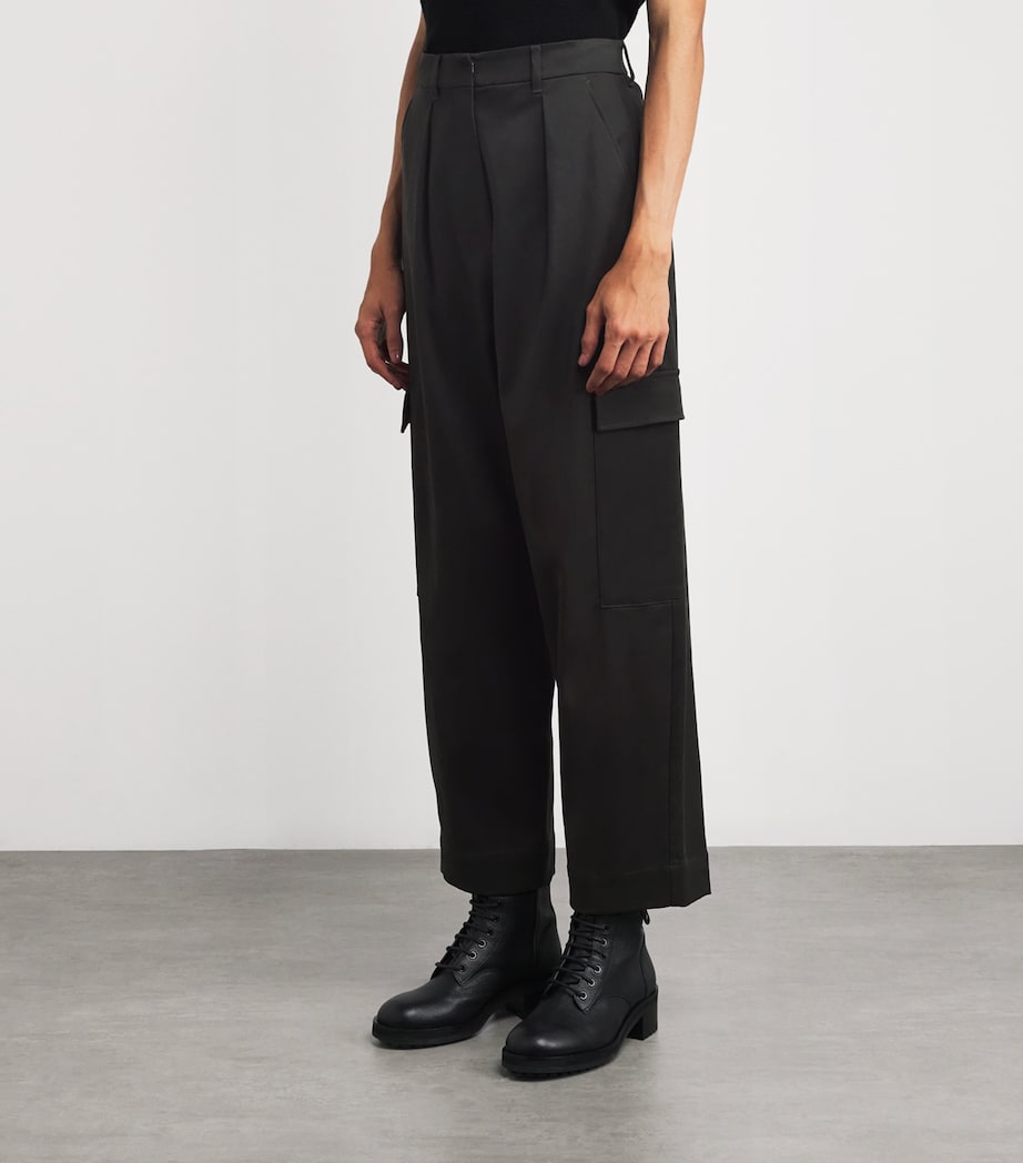 Wide-Leg Cargo Trousers GREEN Image 3
