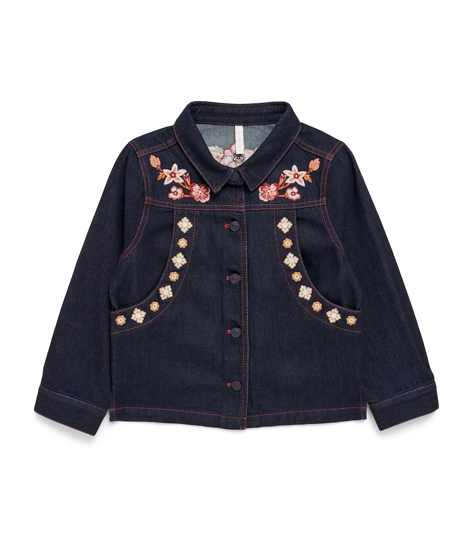 Zimmermann Kids Embroidered Aster Denim Jacket (2-12 Years) Horizon Image 1