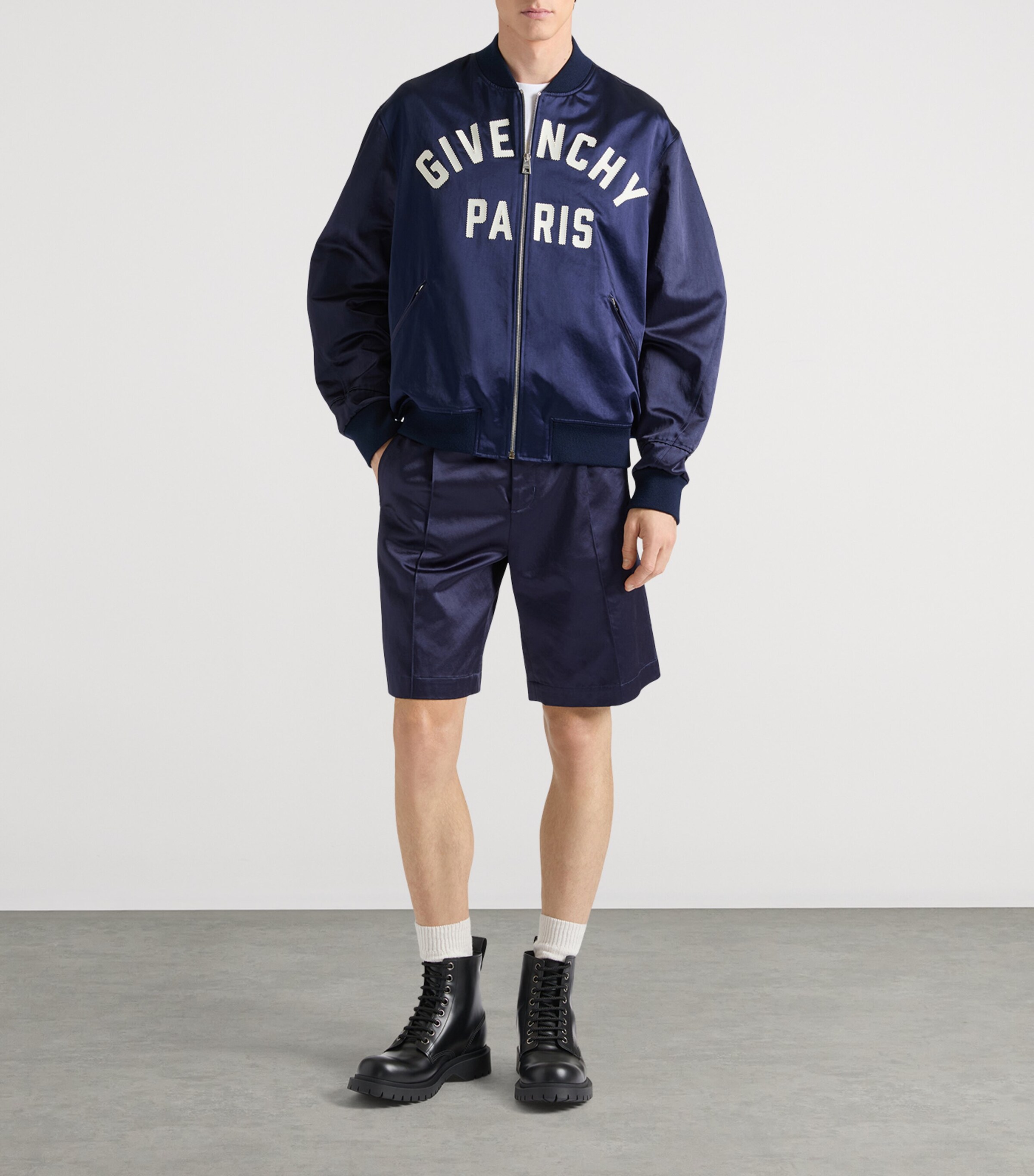 Satin Bomber Jacket NAVY Image 2