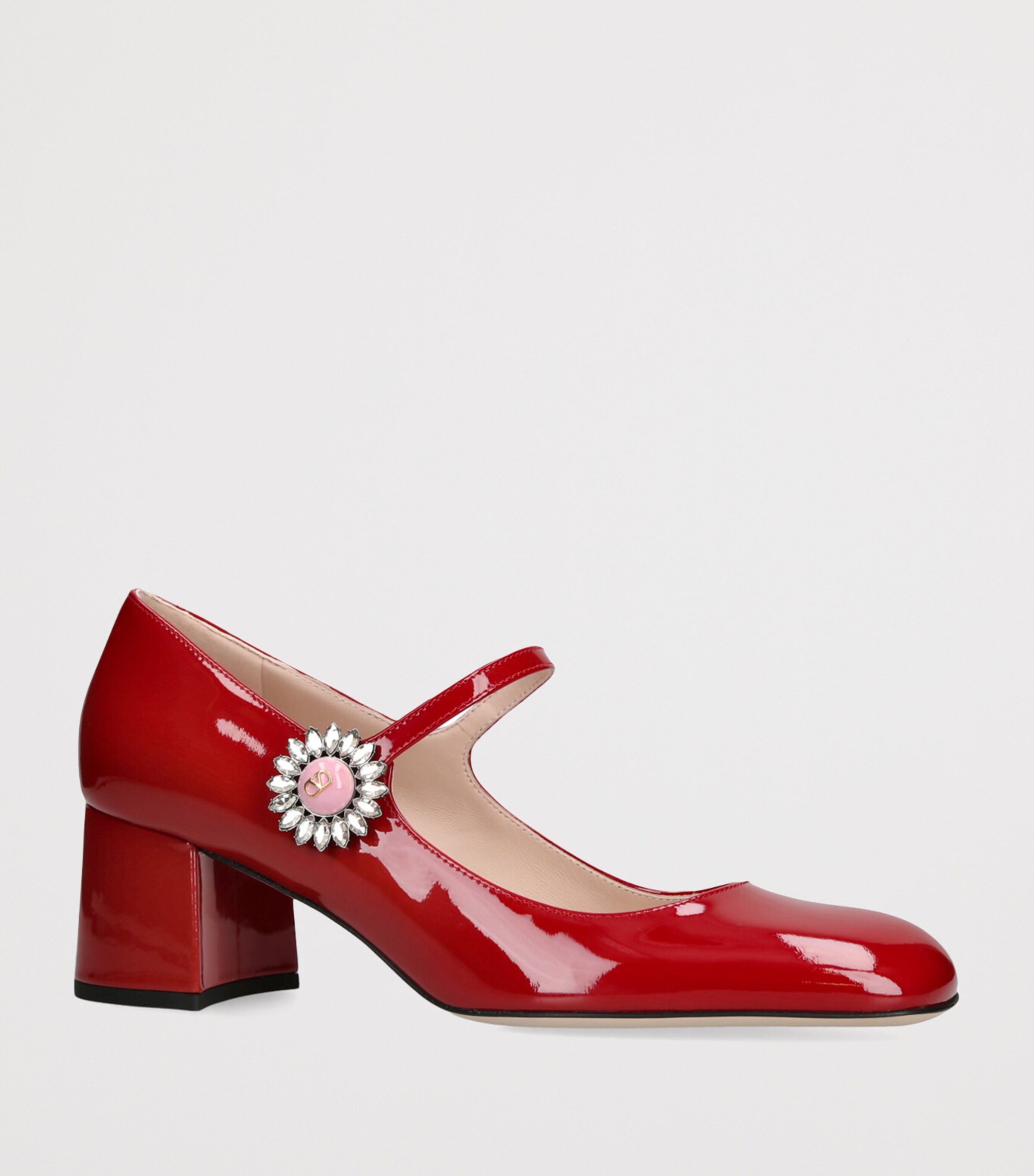 Leather Embellished Preshoes Pumps 55 RED Image 3