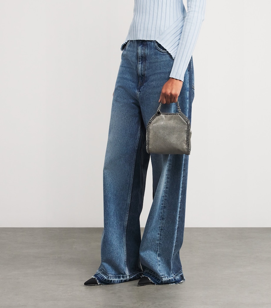 Tiny Metallic Falabella Tote Bag 1113 STEEL GREY Image 5