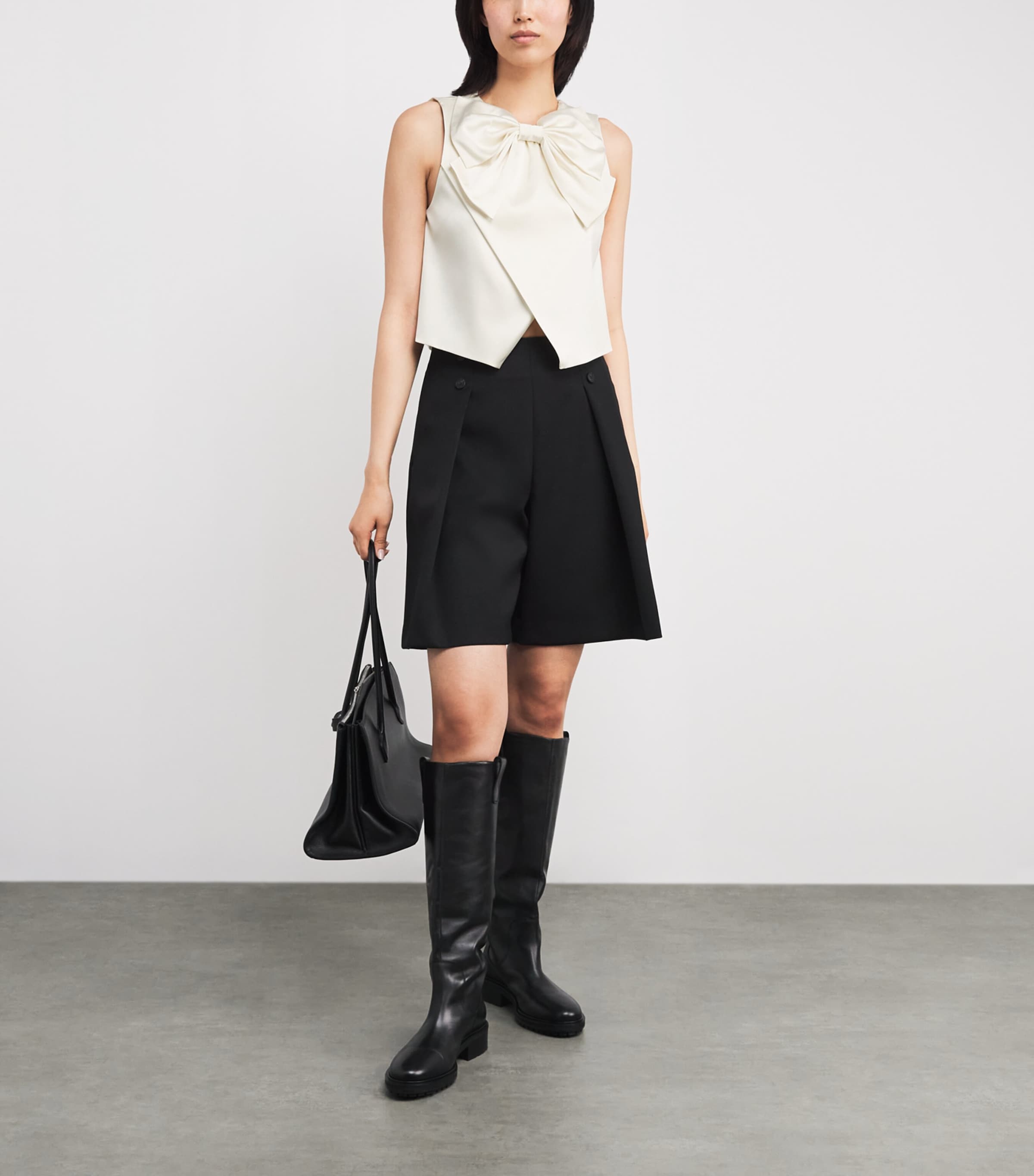 Satin Bow Crop Top ECRU Image 2