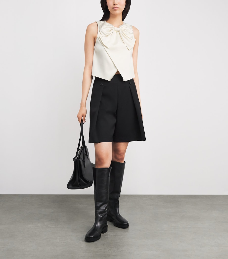 Satin Bow Crop Top ECRU Image 2