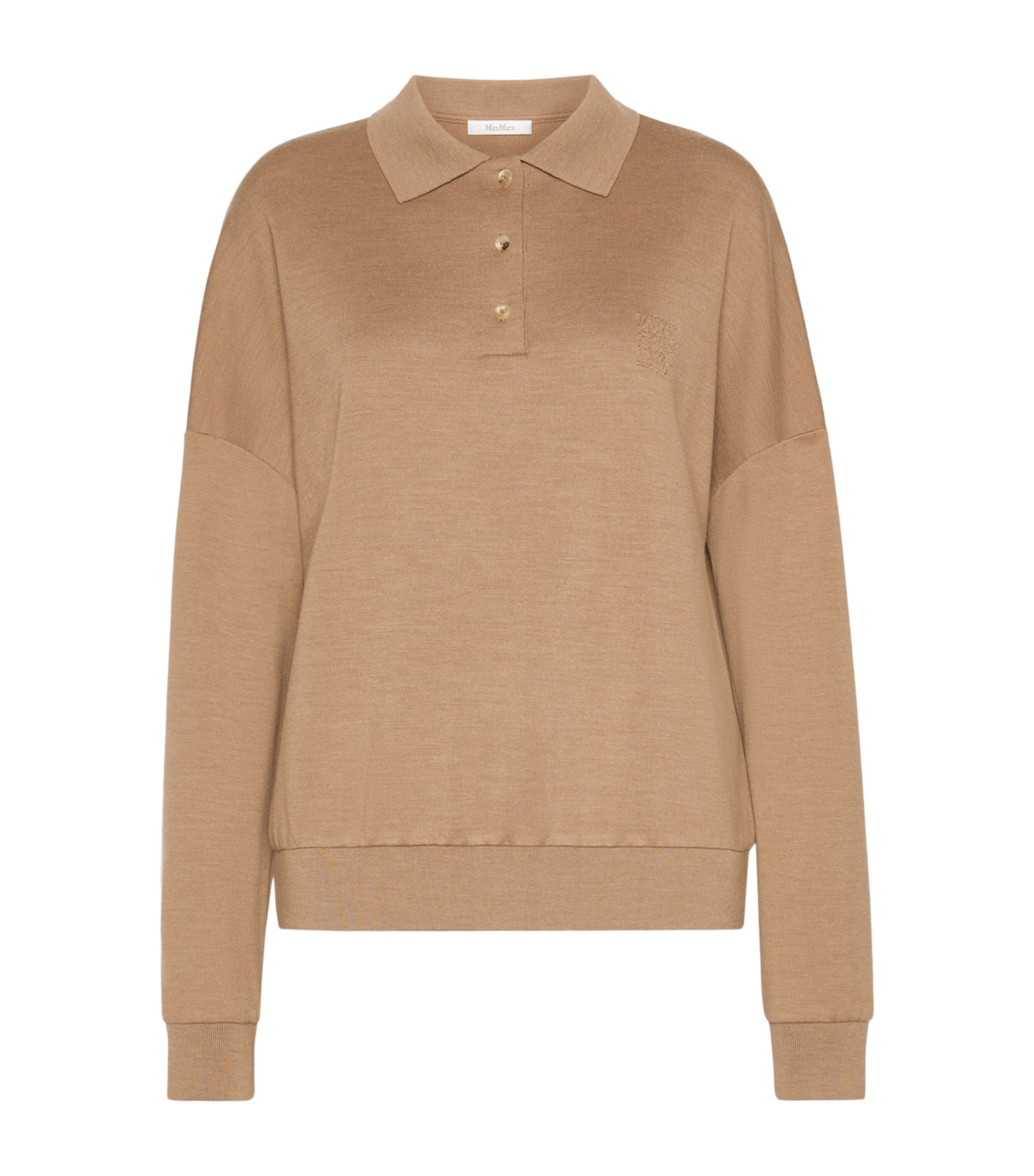 Max Mara Womens Virgin Wool Collared Sweater Camel Image 1