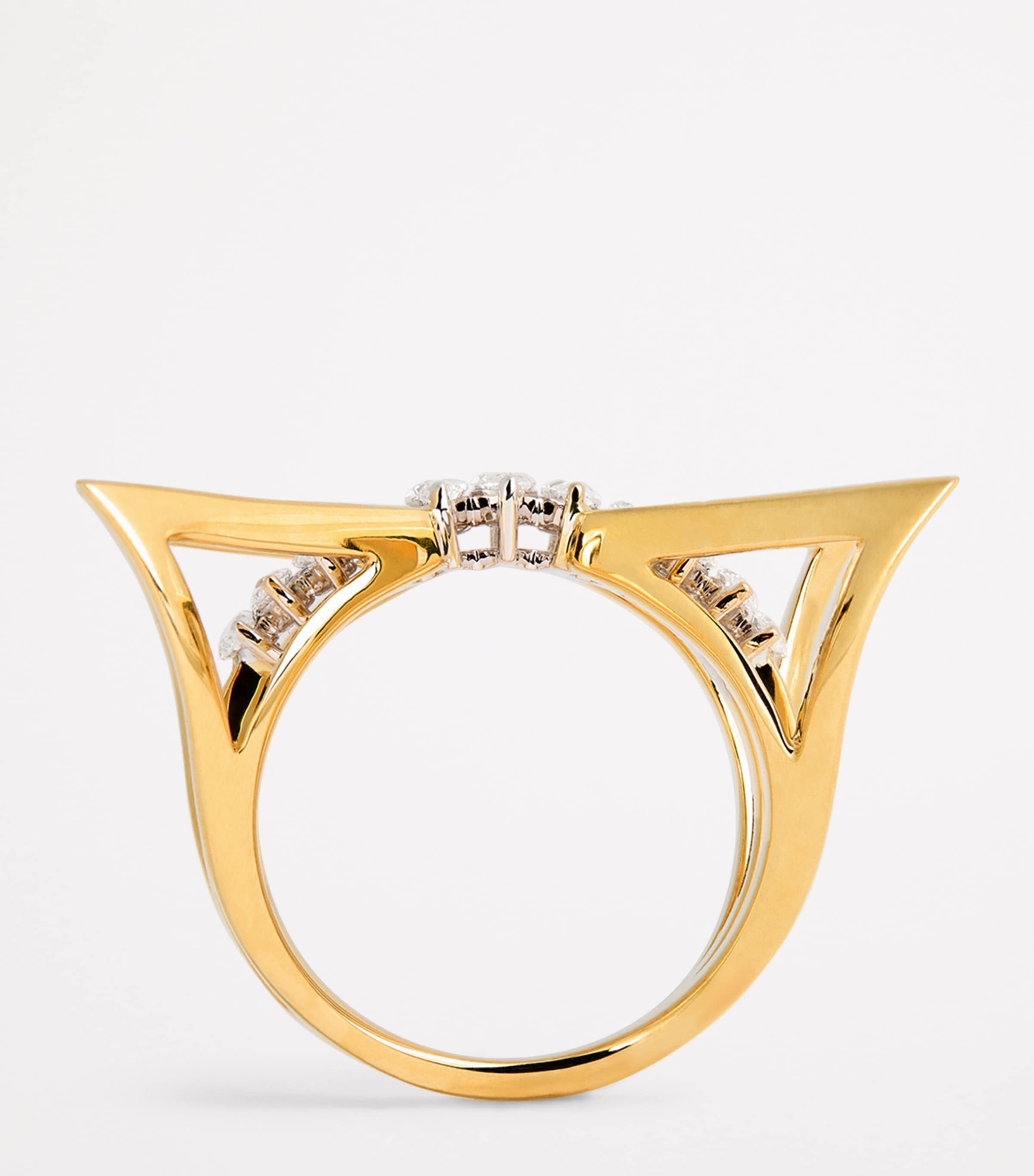 Mixed Gold and Diamond Cross Ring MIXED GOLD Image 3