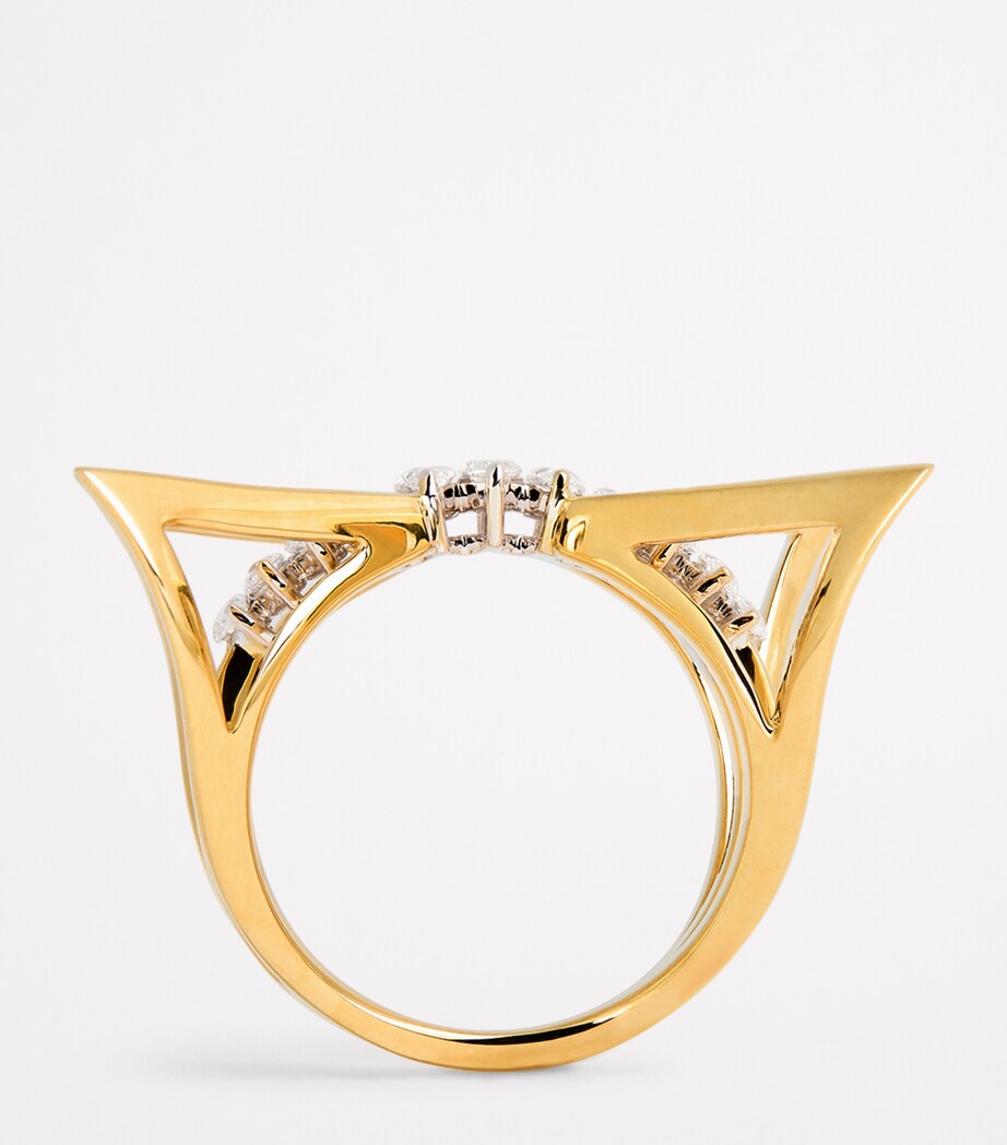 Mixed Gold and Diamond Cross Ring MIXED GOLD Image 3