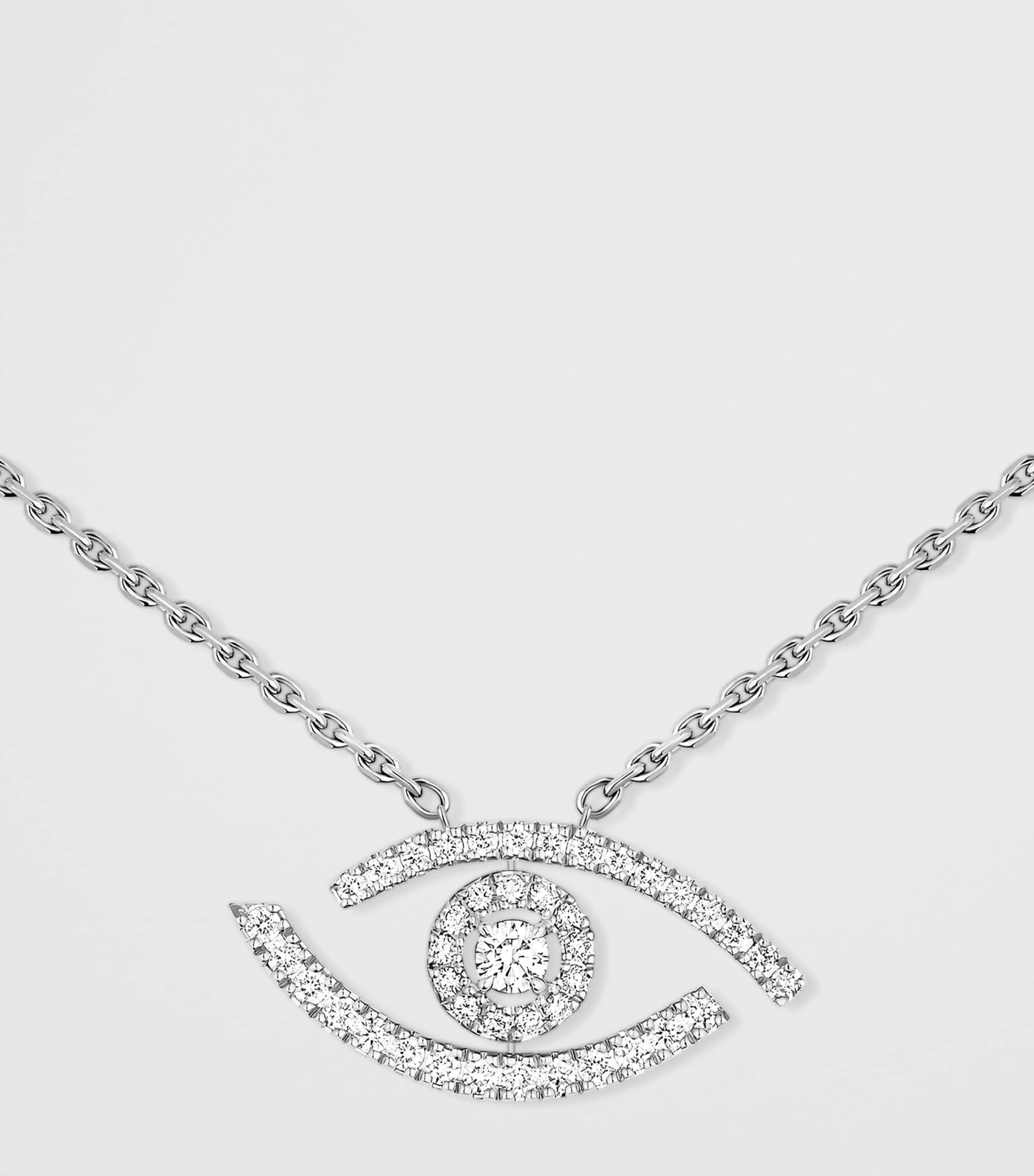 Messika Lucky Eye White Gold and Diamond Pavé Necklace White Gold Image 3