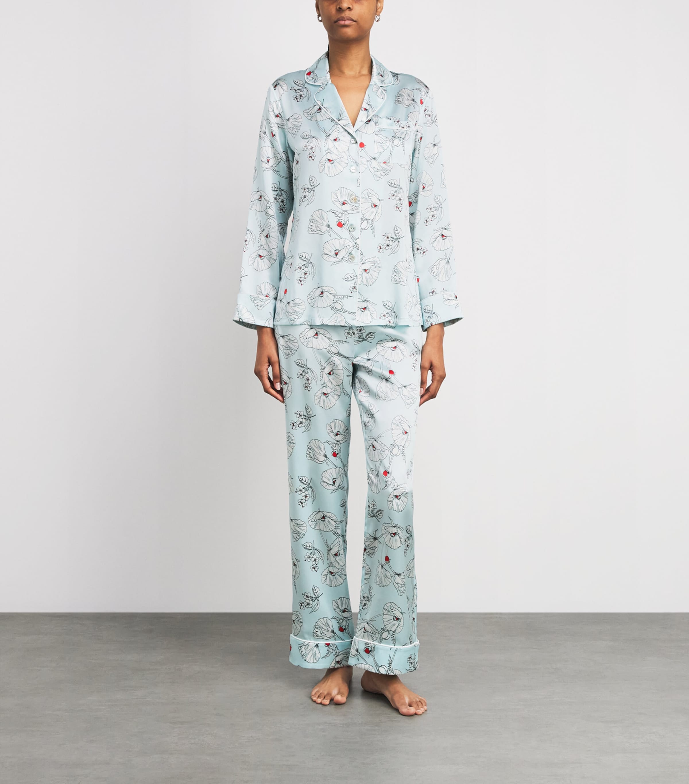 Olivia von Halle Womens Silk Poppies Lila Pyjama Set Serafina Image 2