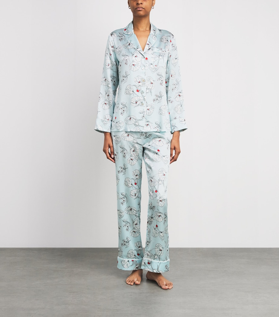 Olivia von Halle Womens Silk Poppies Lila Pyjama Set Serafina Image 2