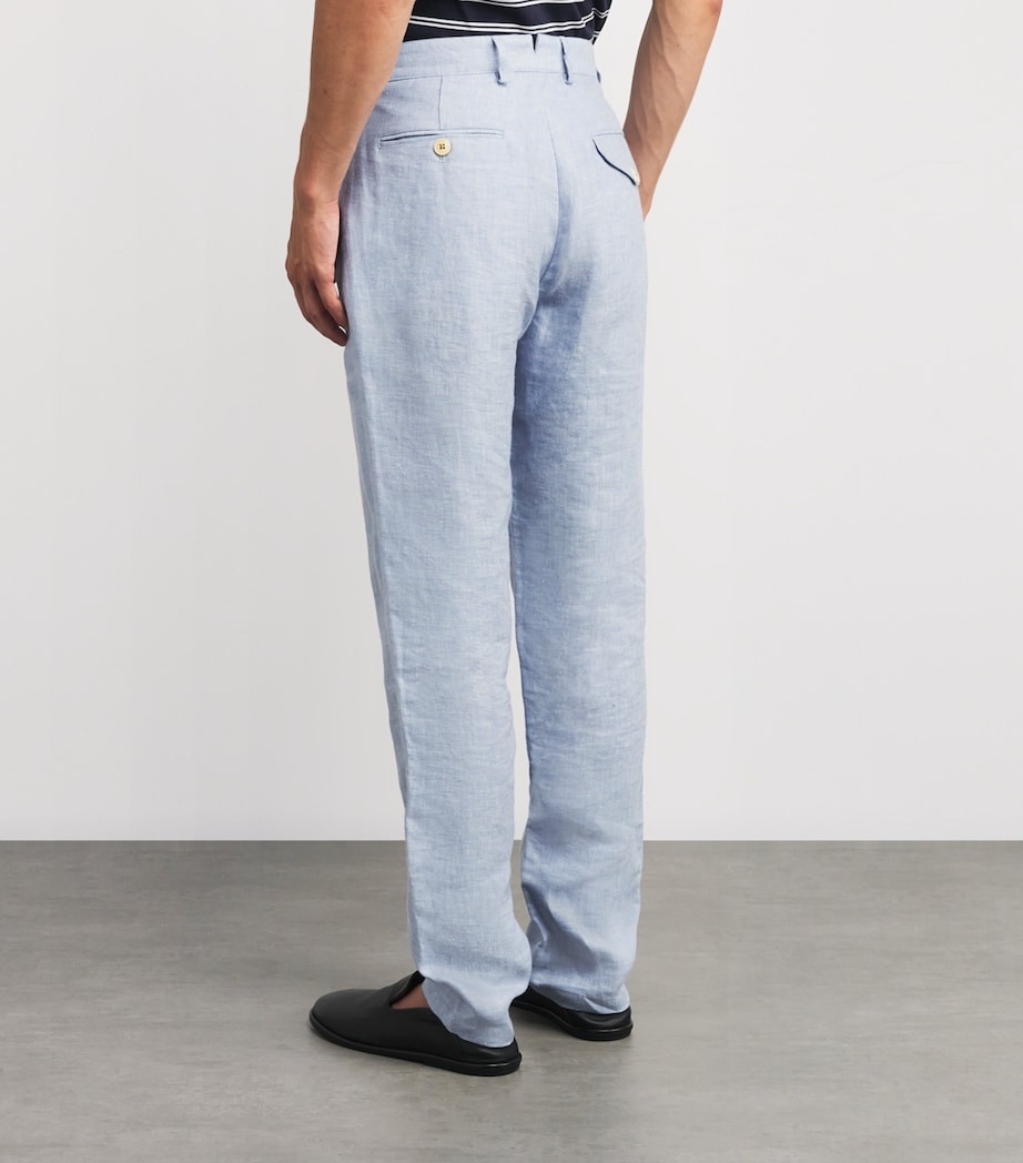 Linen Fishtail Trousers BLUE Image 4