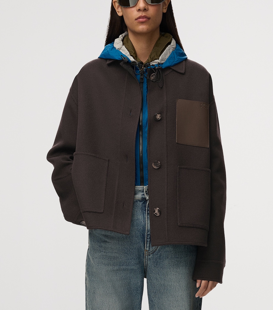 LOEWE Womens Wool-Cashmere Workwear Jacket Brown/grey Image 3