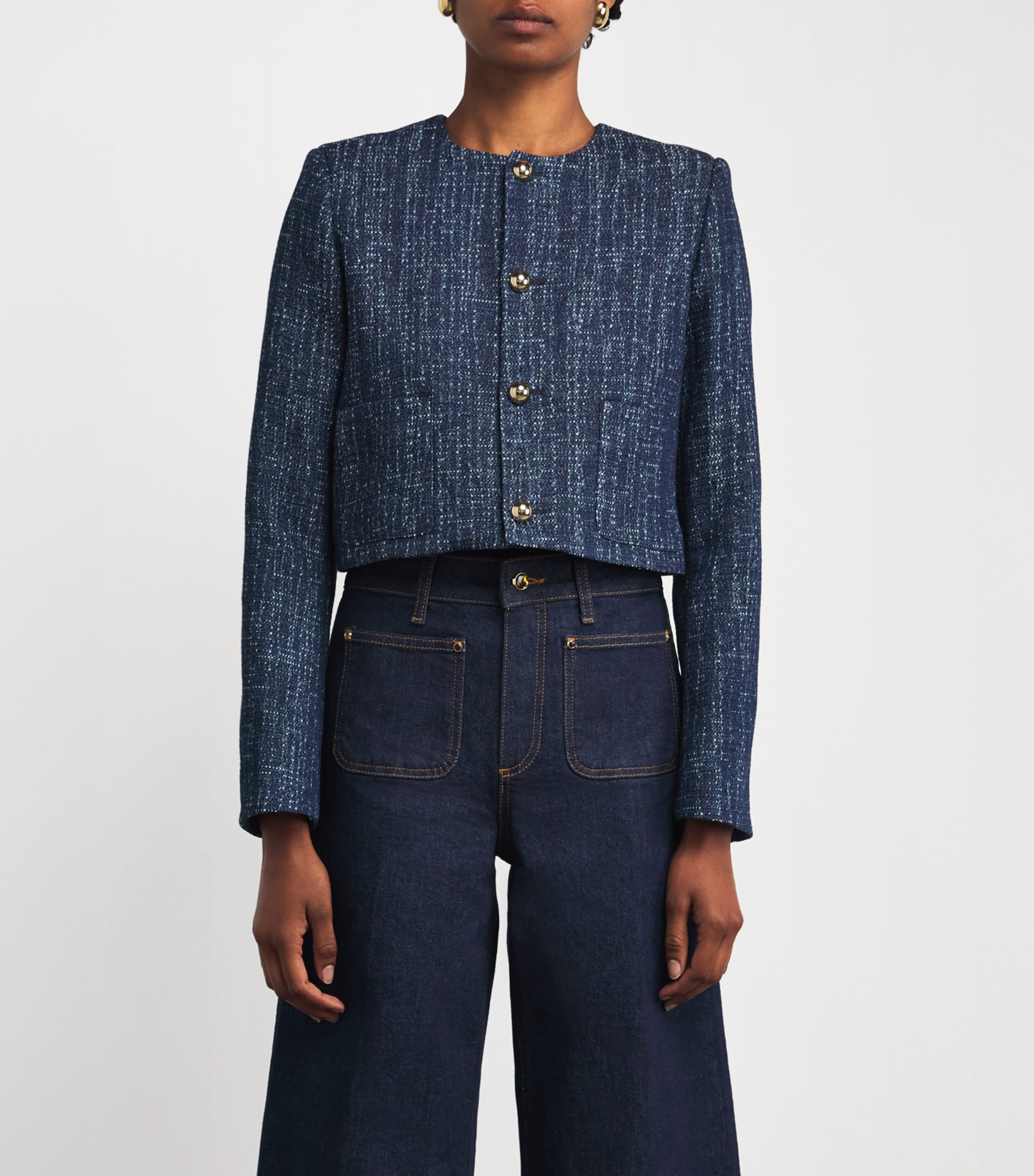 Cotton The Tweed Jacket INDIGO Image 3