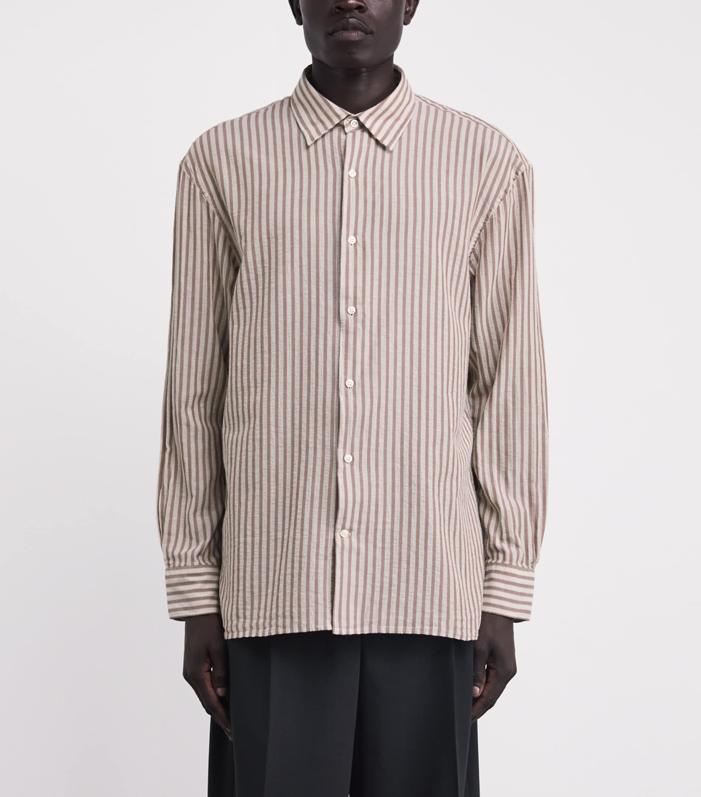 Cotton Stripe Gad Shirt WHITE/CIGAR Image 4