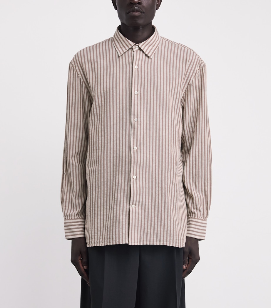 Cotton Stripe Gad Shirt WHITE/CIGAR Image 4