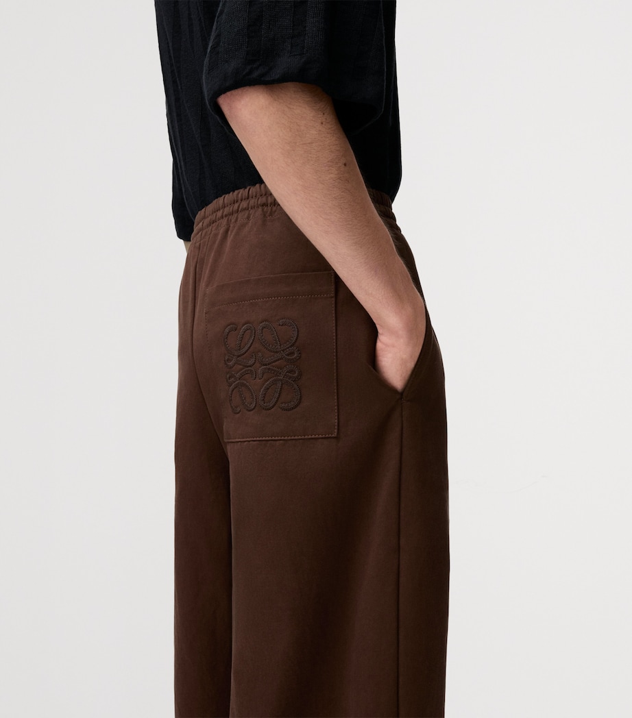 LOEWE Mens x Paula's Ibiza Cotton Satin Drawstring Trousers Chocolate Brown Image 5