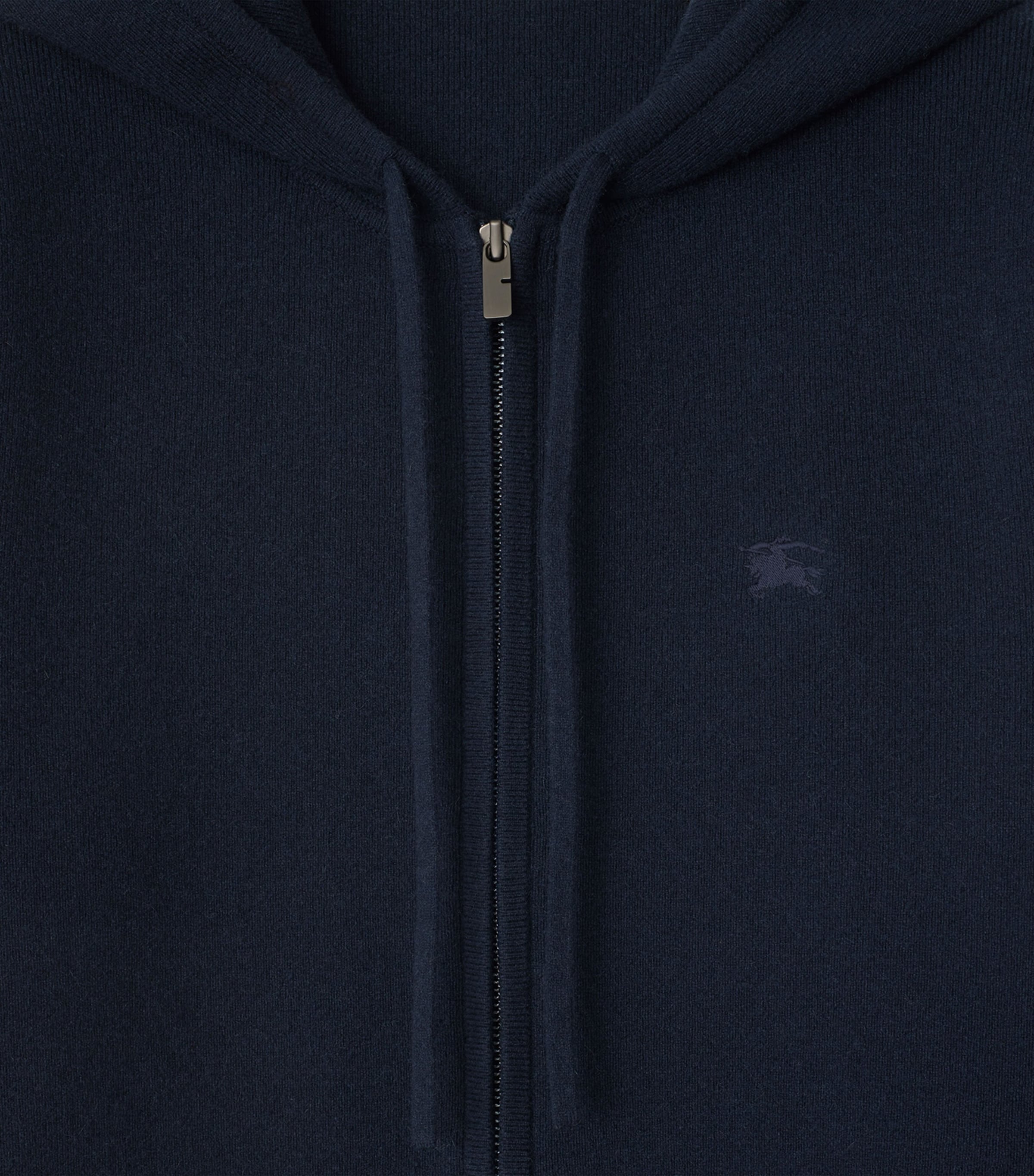 Cashmere-Blend Zip-Up Slim Hoodie NAVY Image 5