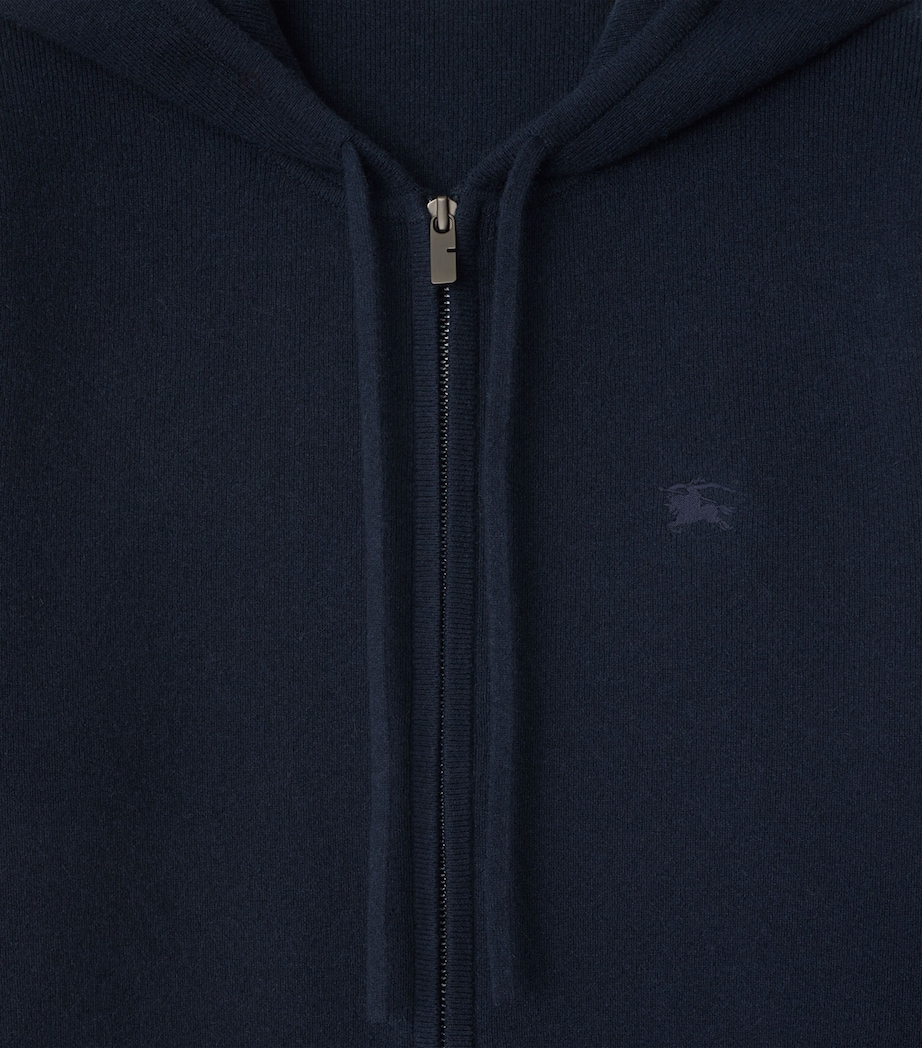 Cashmere-Blend Zip-Up Slim Hoodie NAVY Image 5