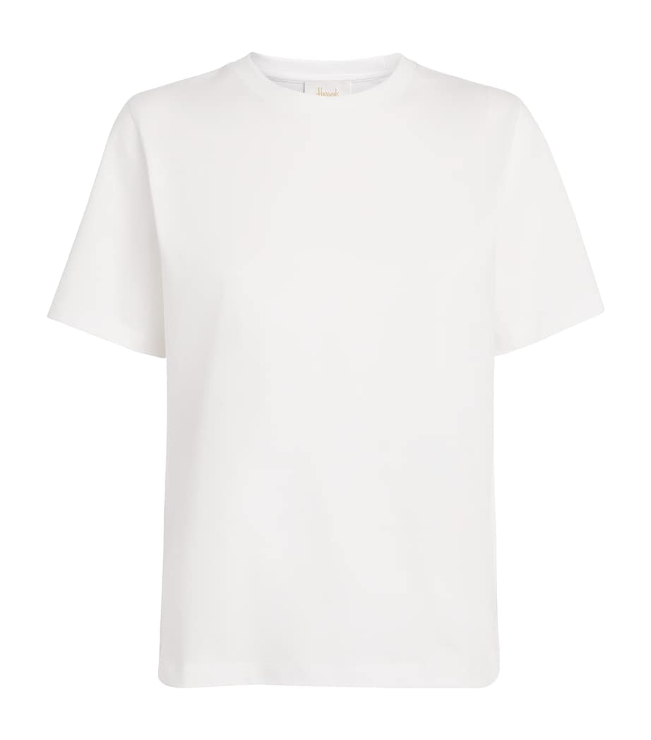 Harrods Womens Cotton Crew-Neck T-Shirt White Image 1