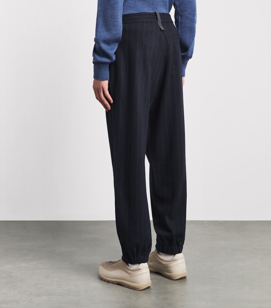 Sease Mens Wool-Cashmere-Blend Pinstripe Trousers Midnight Blue Image 5