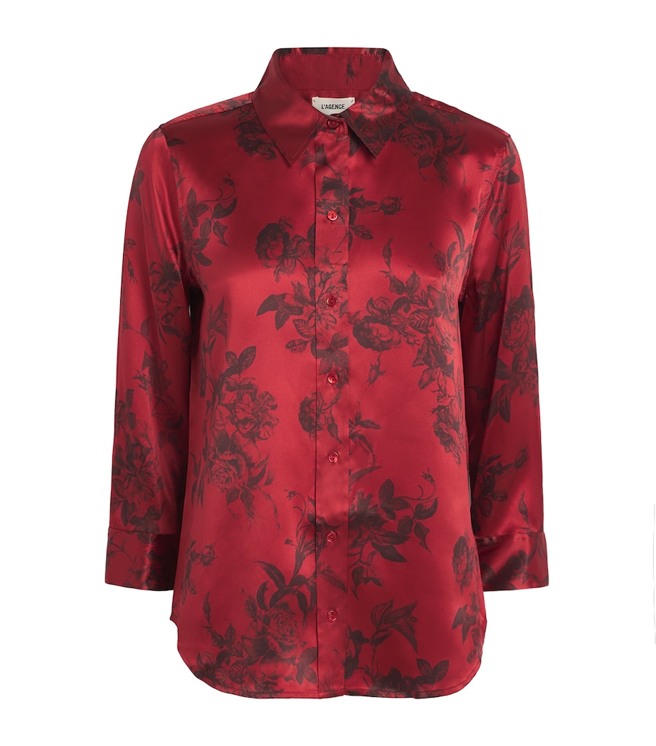 Silk Rose Print Dani Shirt BRGNDY PNTRFLY FLR Image 1