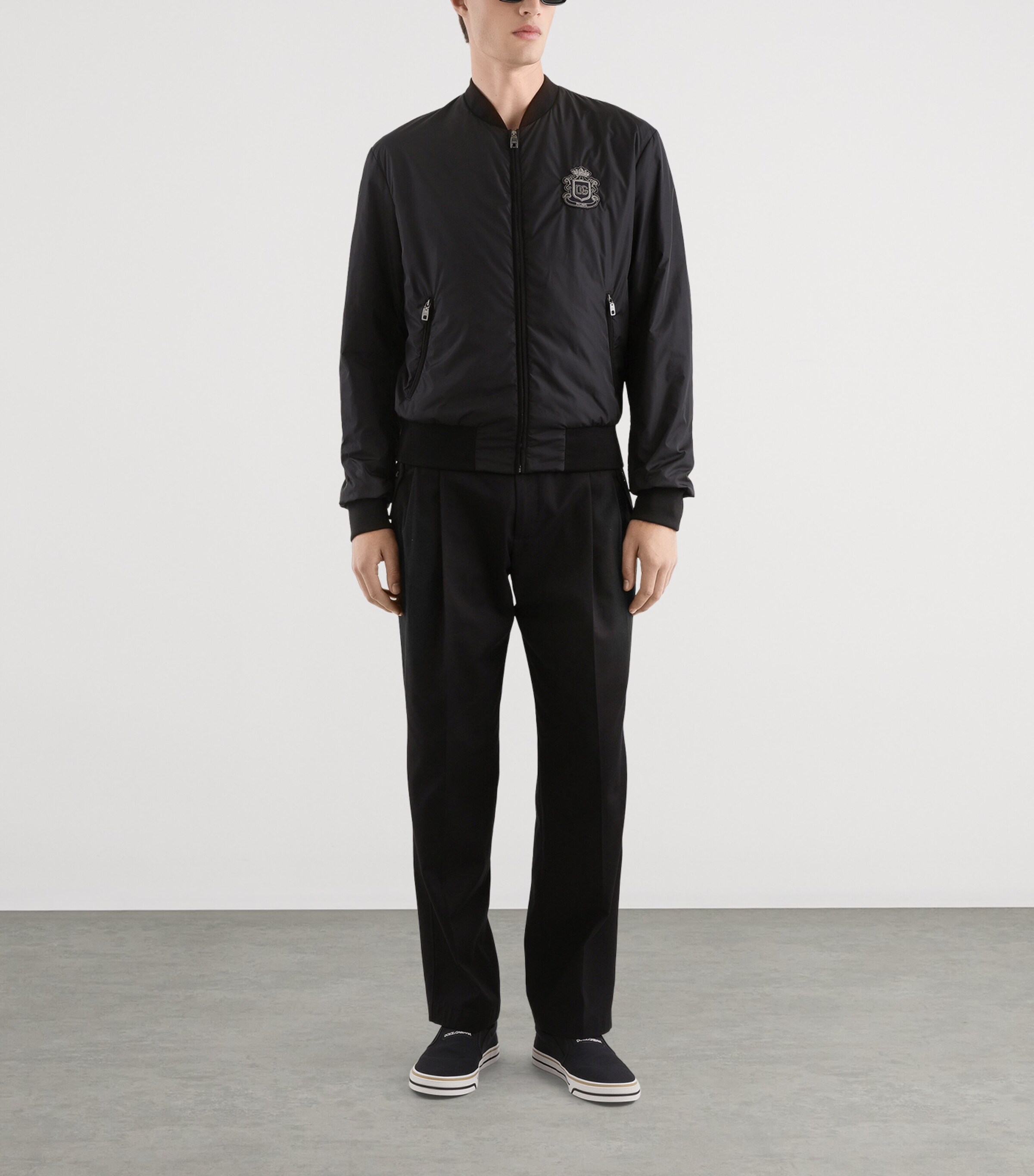 Nylon Crest Bomber Jacket N0000-BLACK Image 2