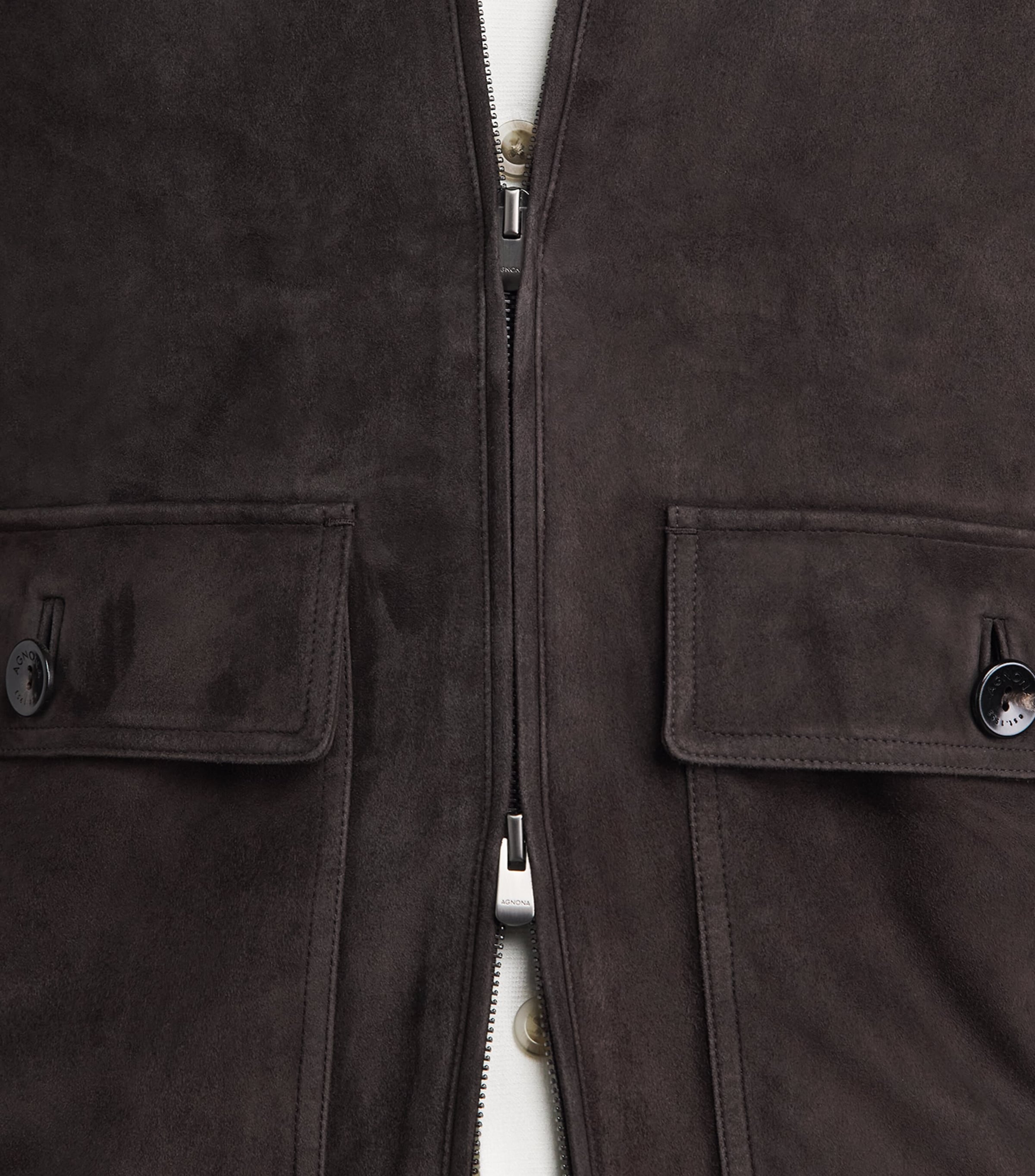 Agnona Mens Suede Jacket Brown Chocolate Image 3