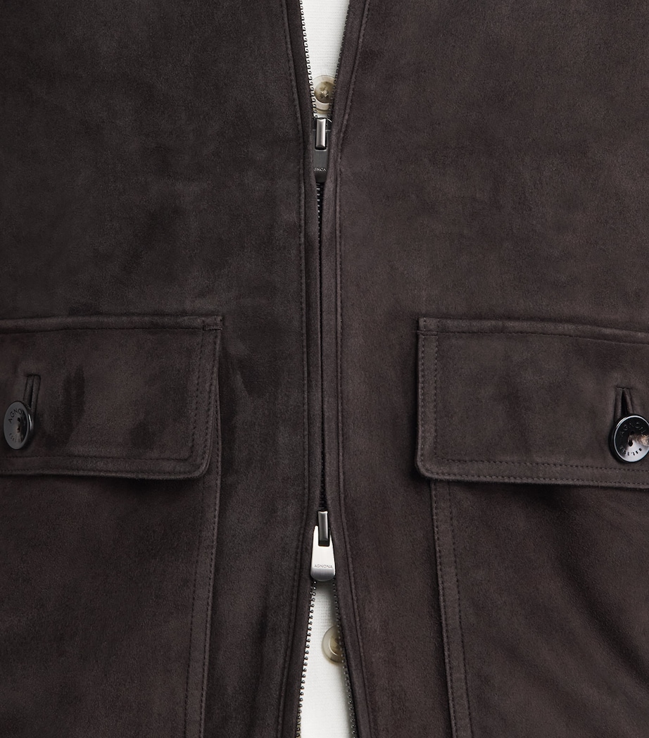 Agnona Mens Suede Jacket Brown Chocolate Image 3